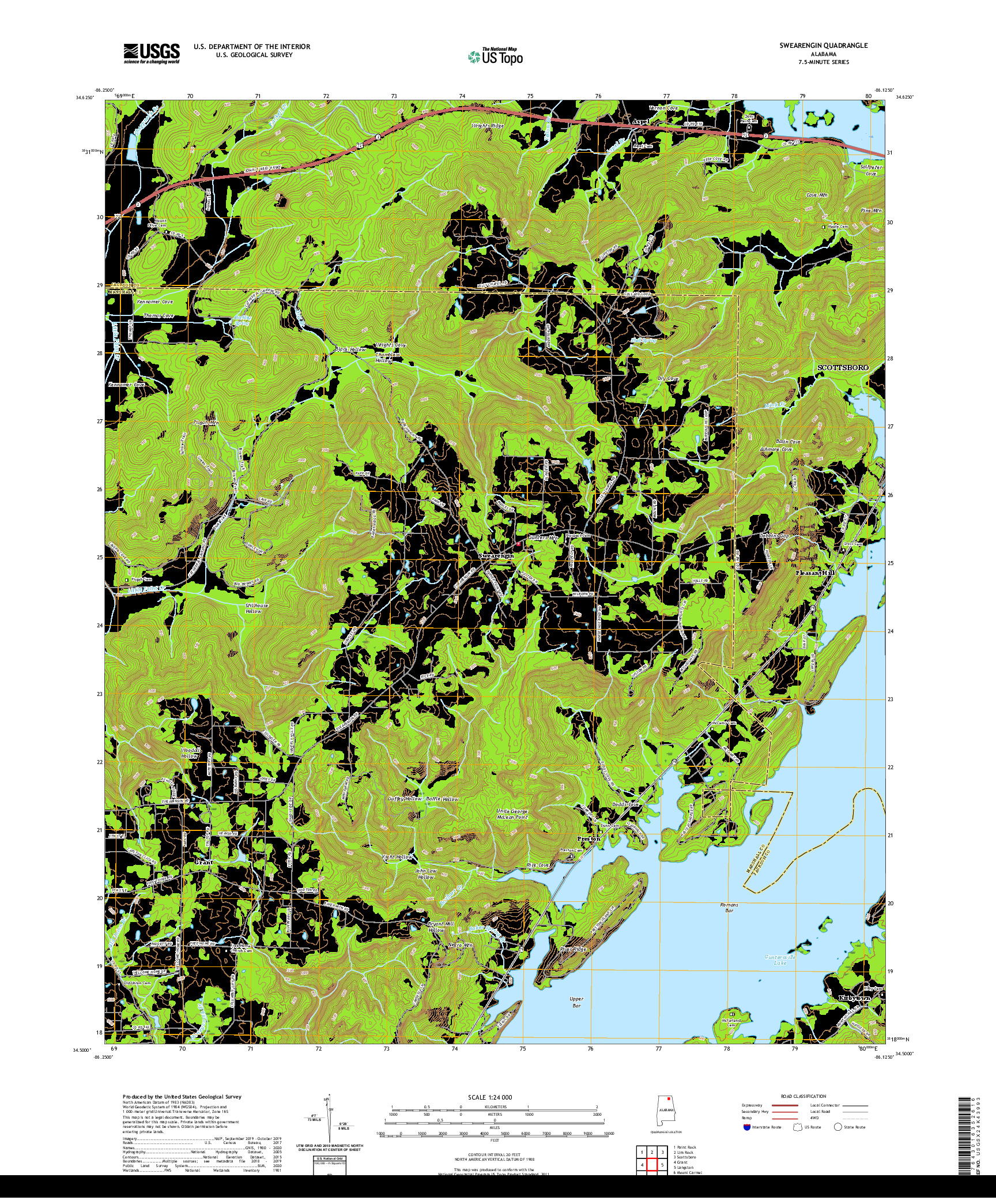USGS US TOPO 7.5-MINUTE MAP FOR SWEARENGIN, AL 2020