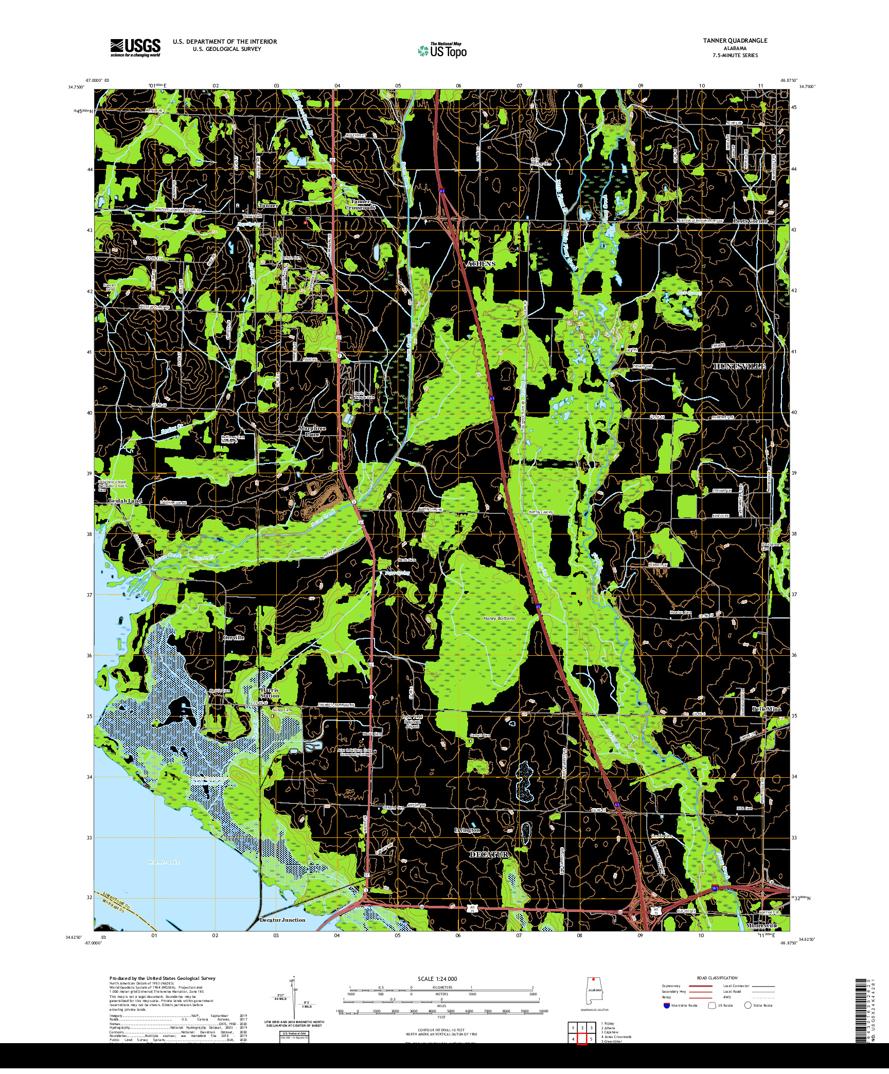 USGS US TOPO 7.5-MINUTE MAP FOR TANNER, AL 2020