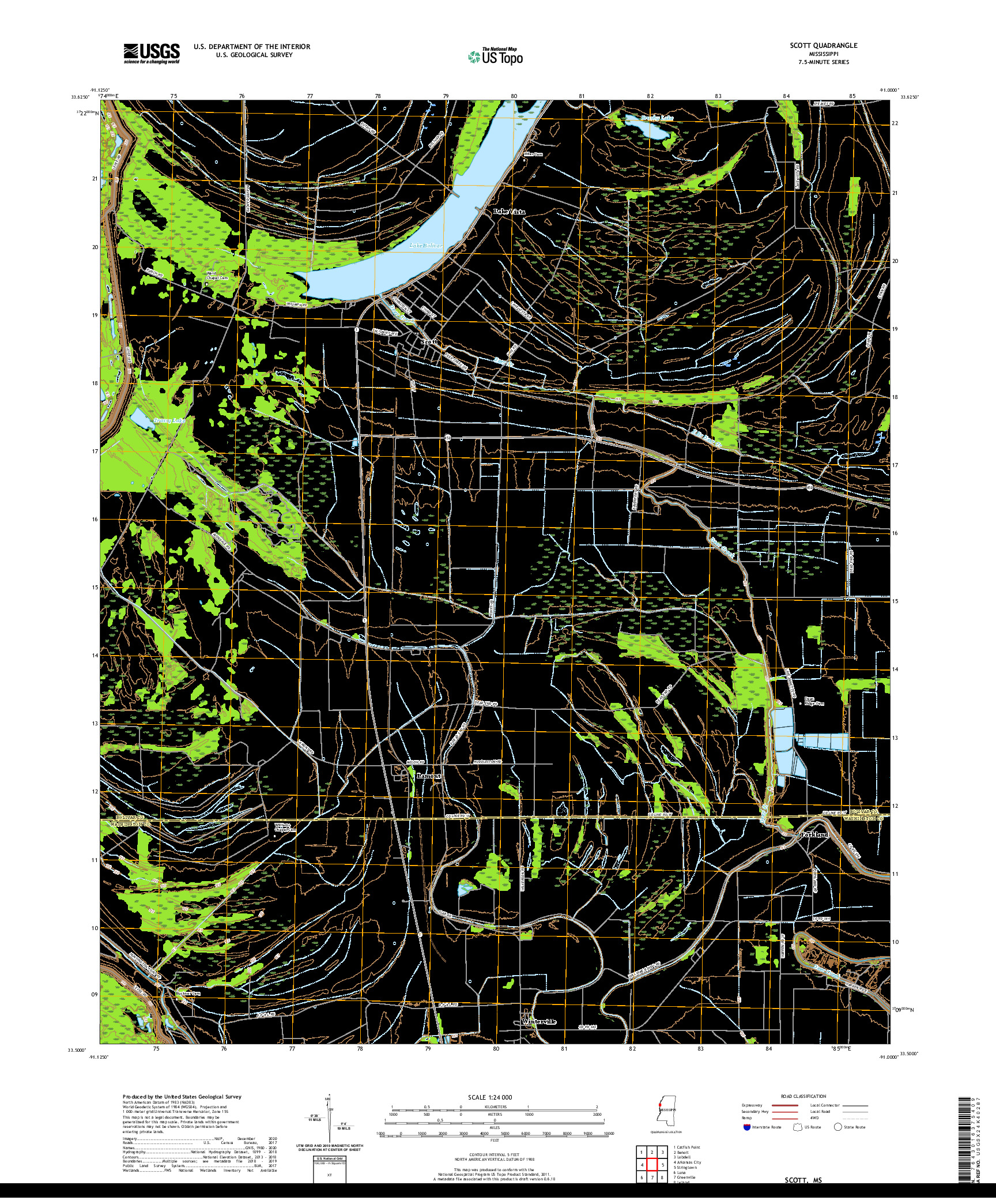 USGS US TOPO 7.5-MINUTE MAP FOR SCOTT, MS 2020