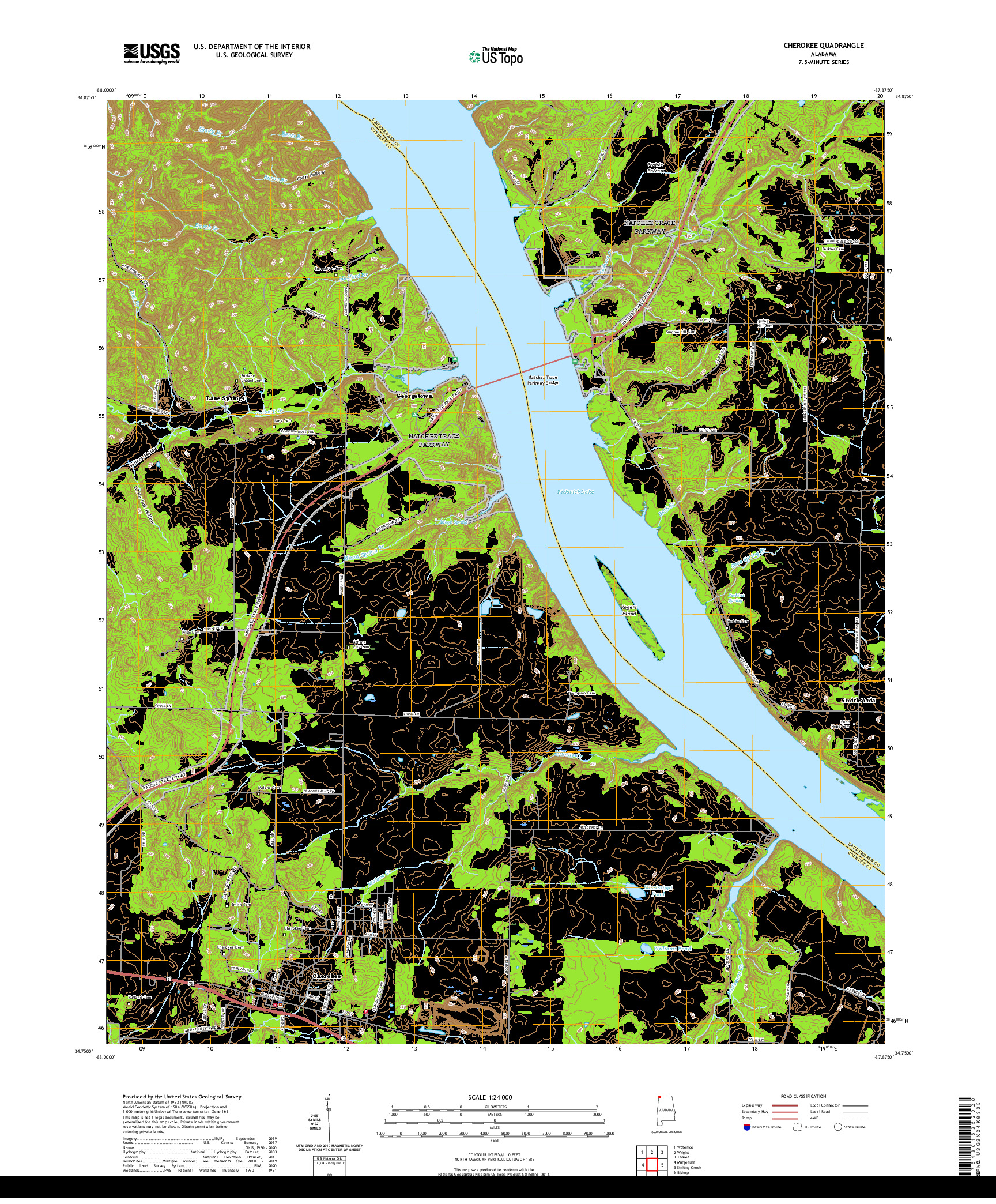 USGS US TOPO 7.5-MINUTE MAP FOR CHEROKEE, AL 2020