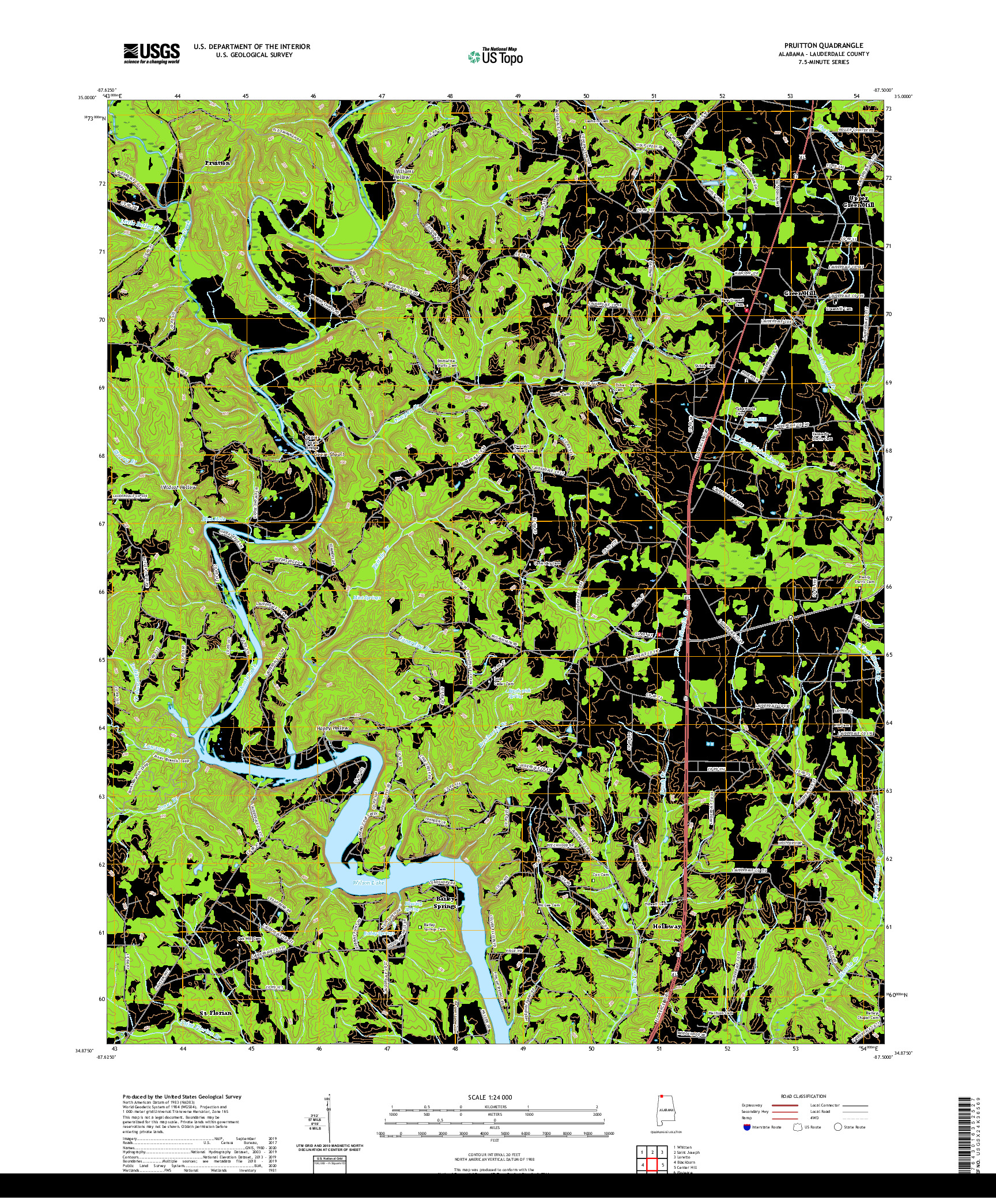 USGS US TOPO 7.5-MINUTE MAP FOR PRUITTON, AL 2020