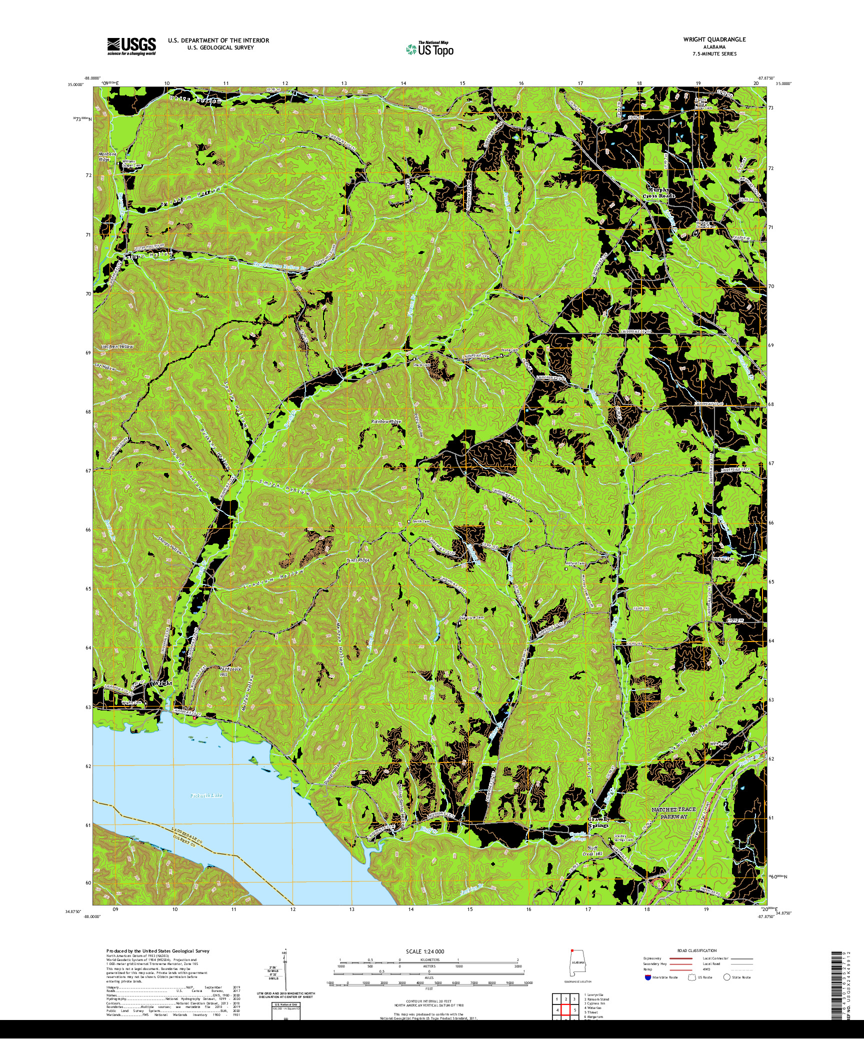 USGS US TOPO 7.5-MINUTE MAP FOR WRIGHT, AL 2020