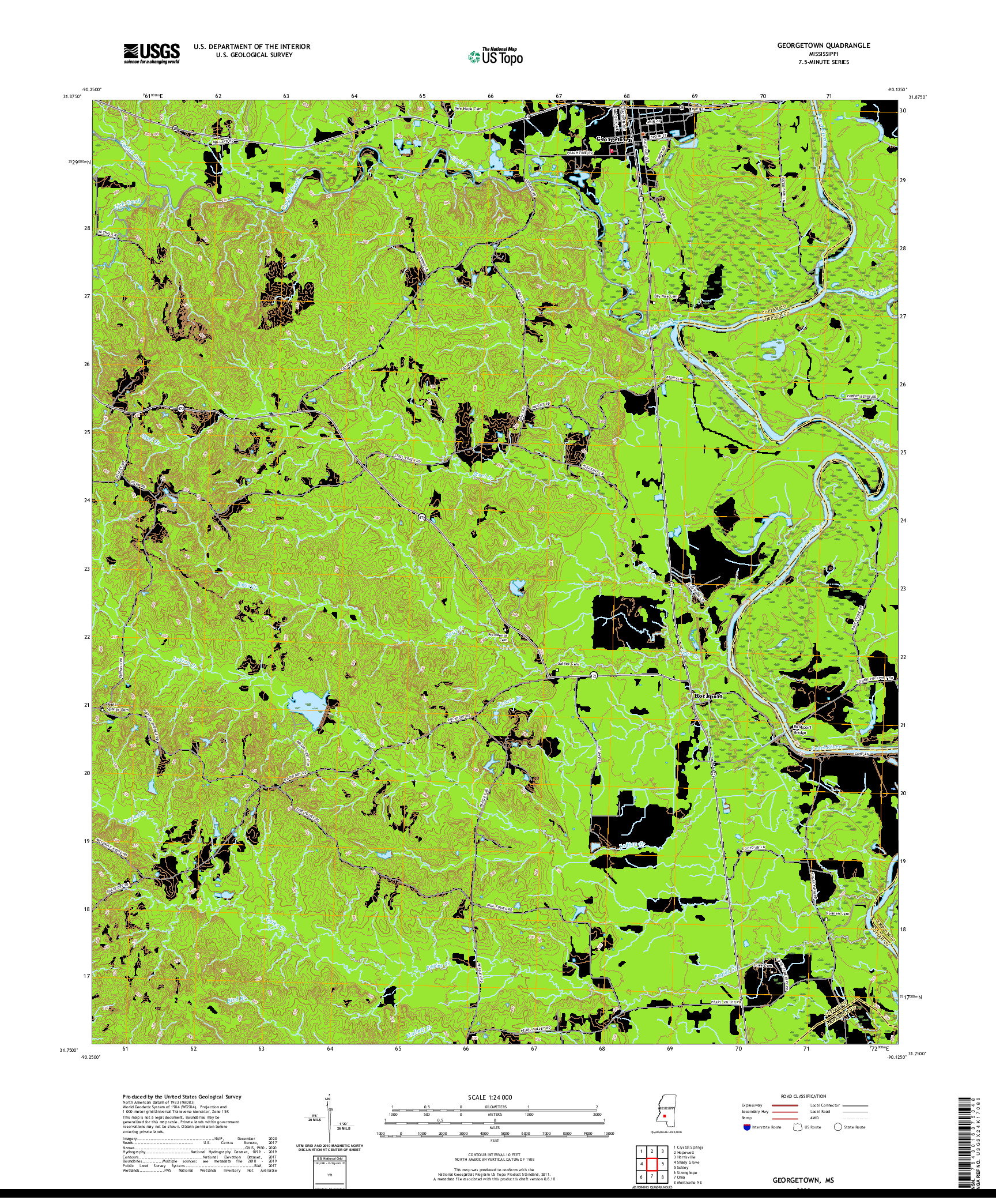 USGS US TOPO 7.5-MINUTE MAP FOR GEORGETOWN, MS 2020