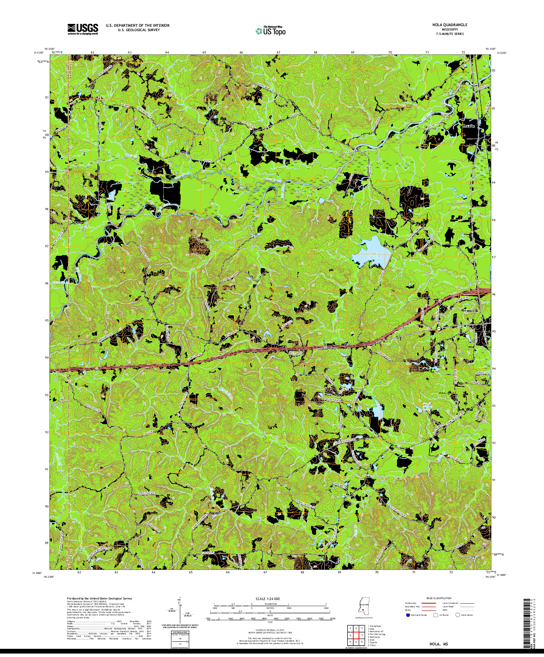 USGS US TOPO 7.5-MINUTE MAP FOR NOLA, MS 2020