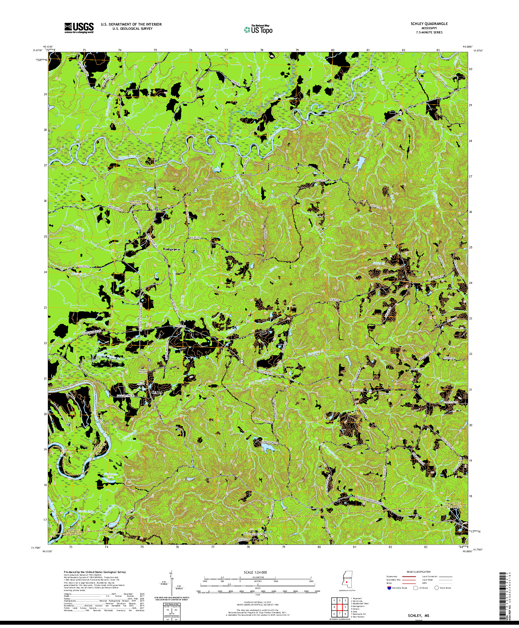 USGS US TOPO 7.5-MINUTE MAP FOR SCHLEY, MS 2020