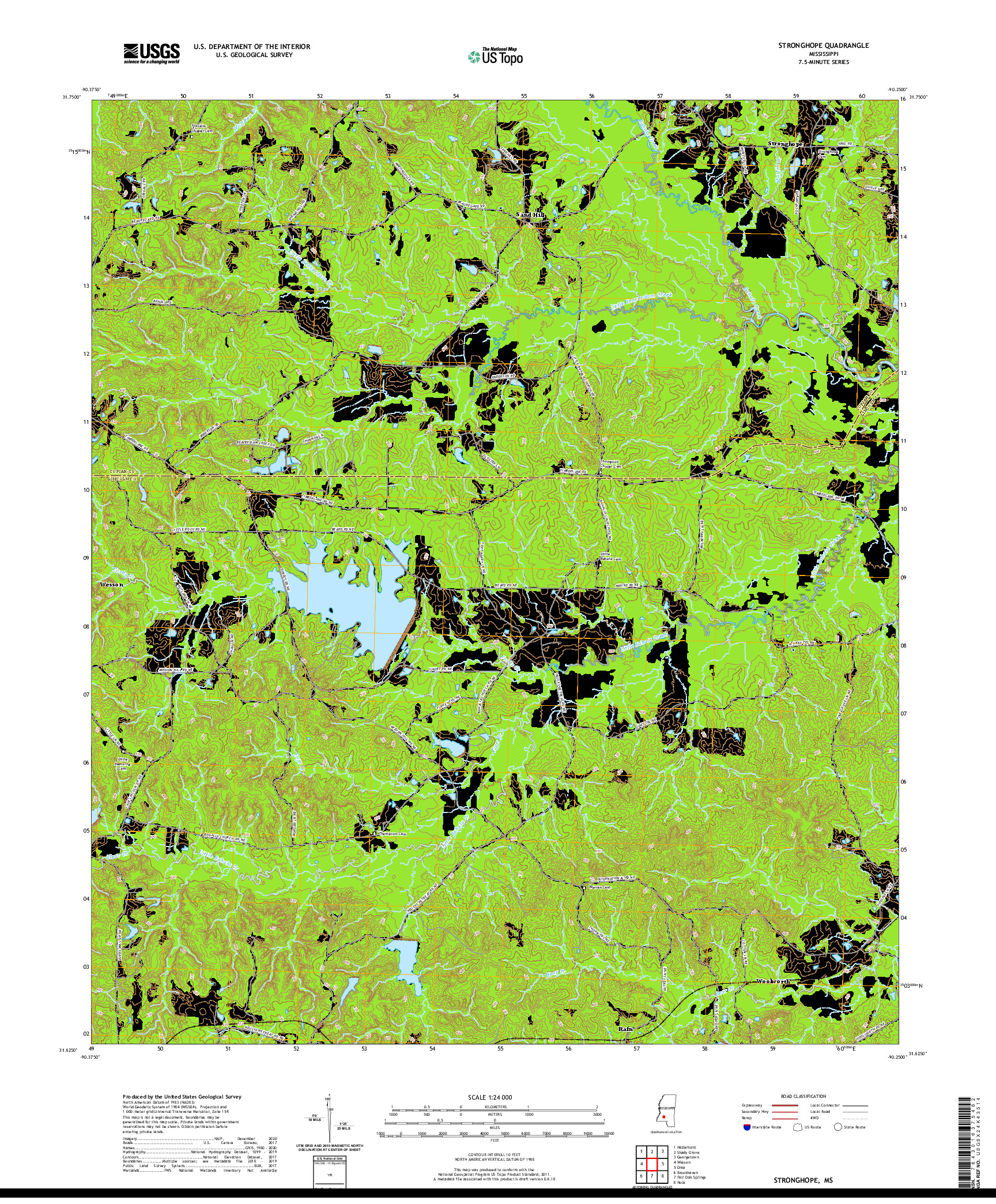 USGS US TOPO 7.5-MINUTE MAP FOR STRONGHOPE, MS 2020