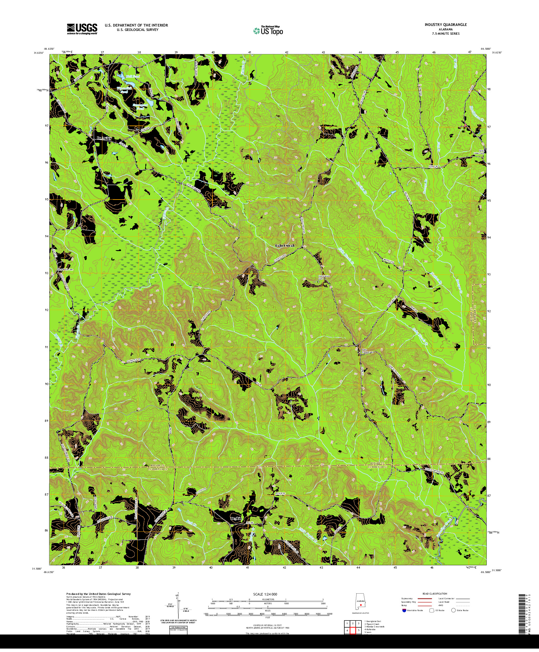 USGS US TOPO 7.5-MINUTE MAP FOR INDUSTRY, AL 2020