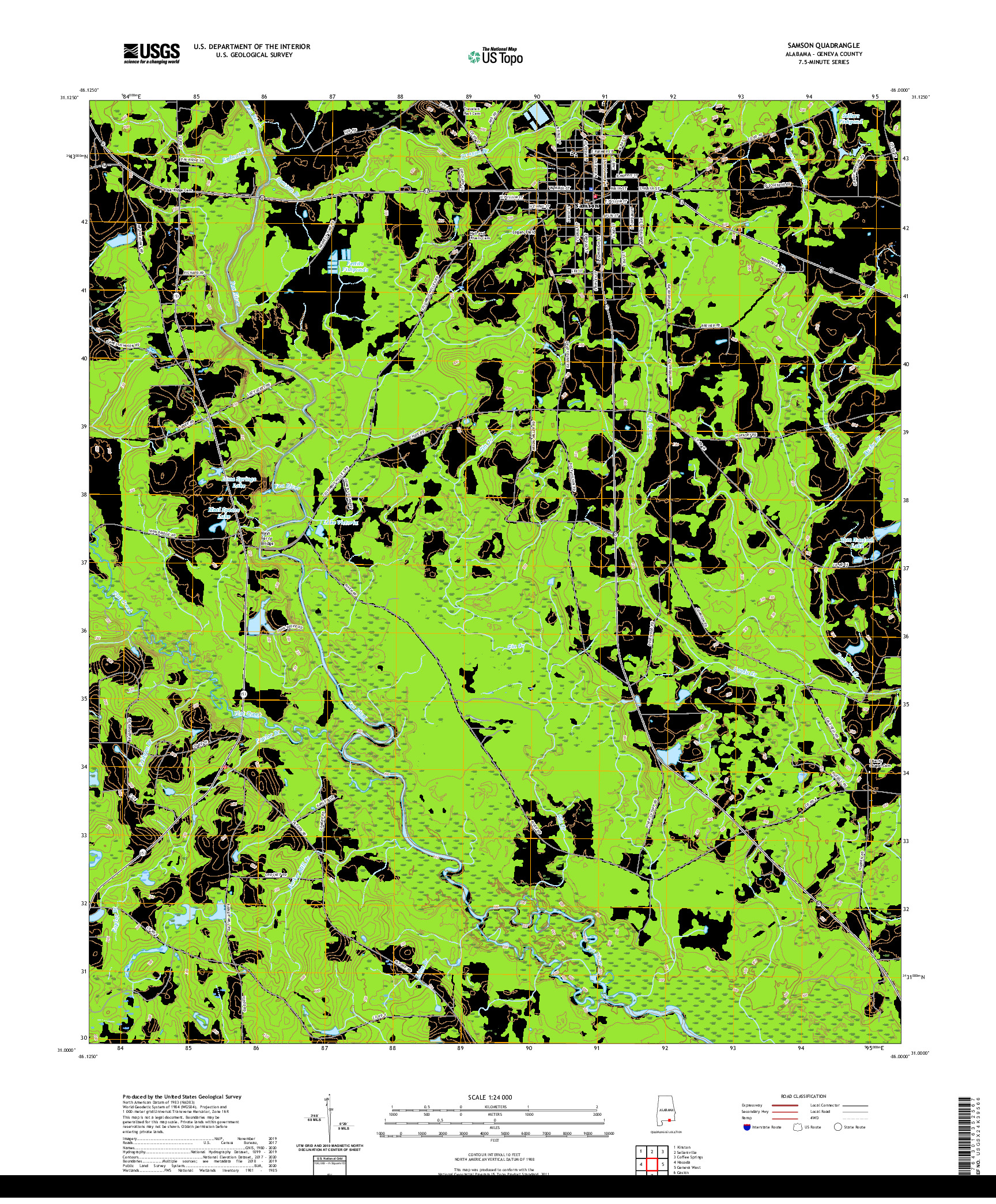 USGS US TOPO 7.5-MINUTE MAP FOR SAMSON, AL 2020