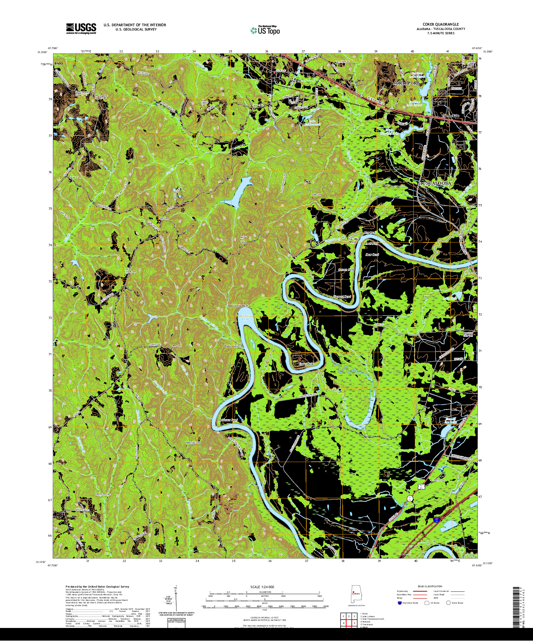 USGS US TOPO 7.5-MINUTE MAP FOR COKER, AL 2020