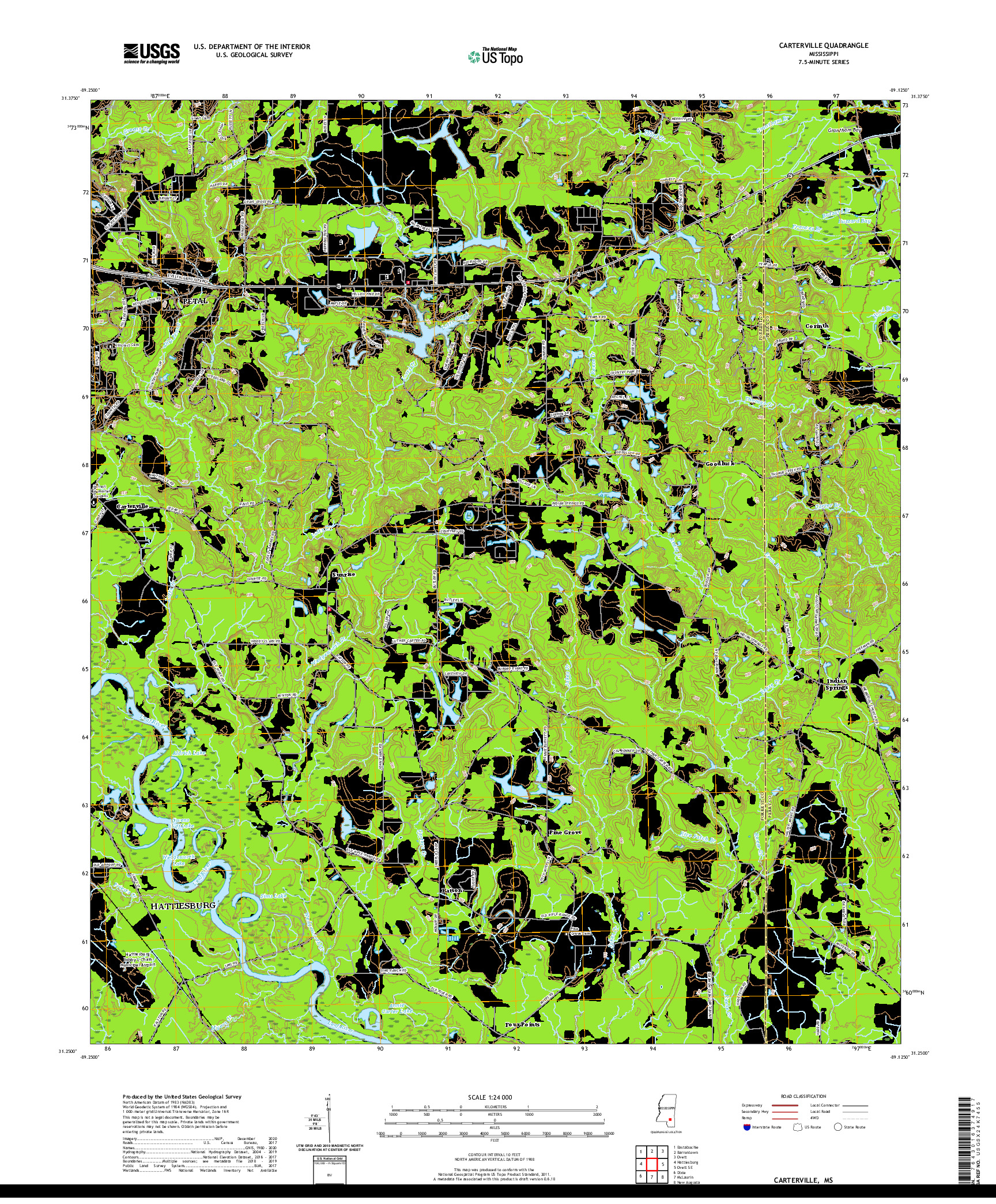 USGS US TOPO 7.5-MINUTE MAP FOR CARTERVILLE, MS 2020