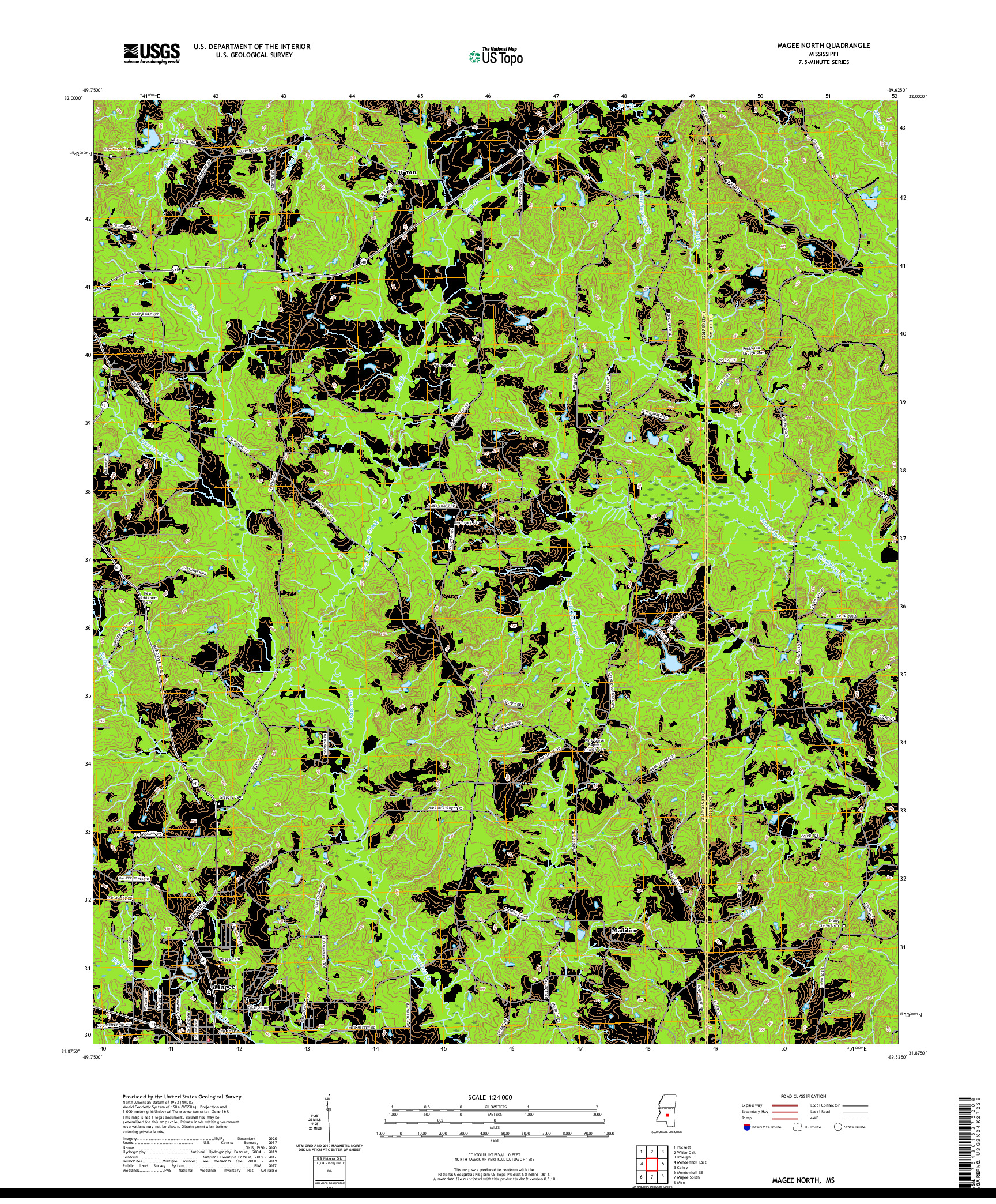 USGS US TOPO 7.5-MINUTE MAP FOR MAGEE NORTH, MS 2020