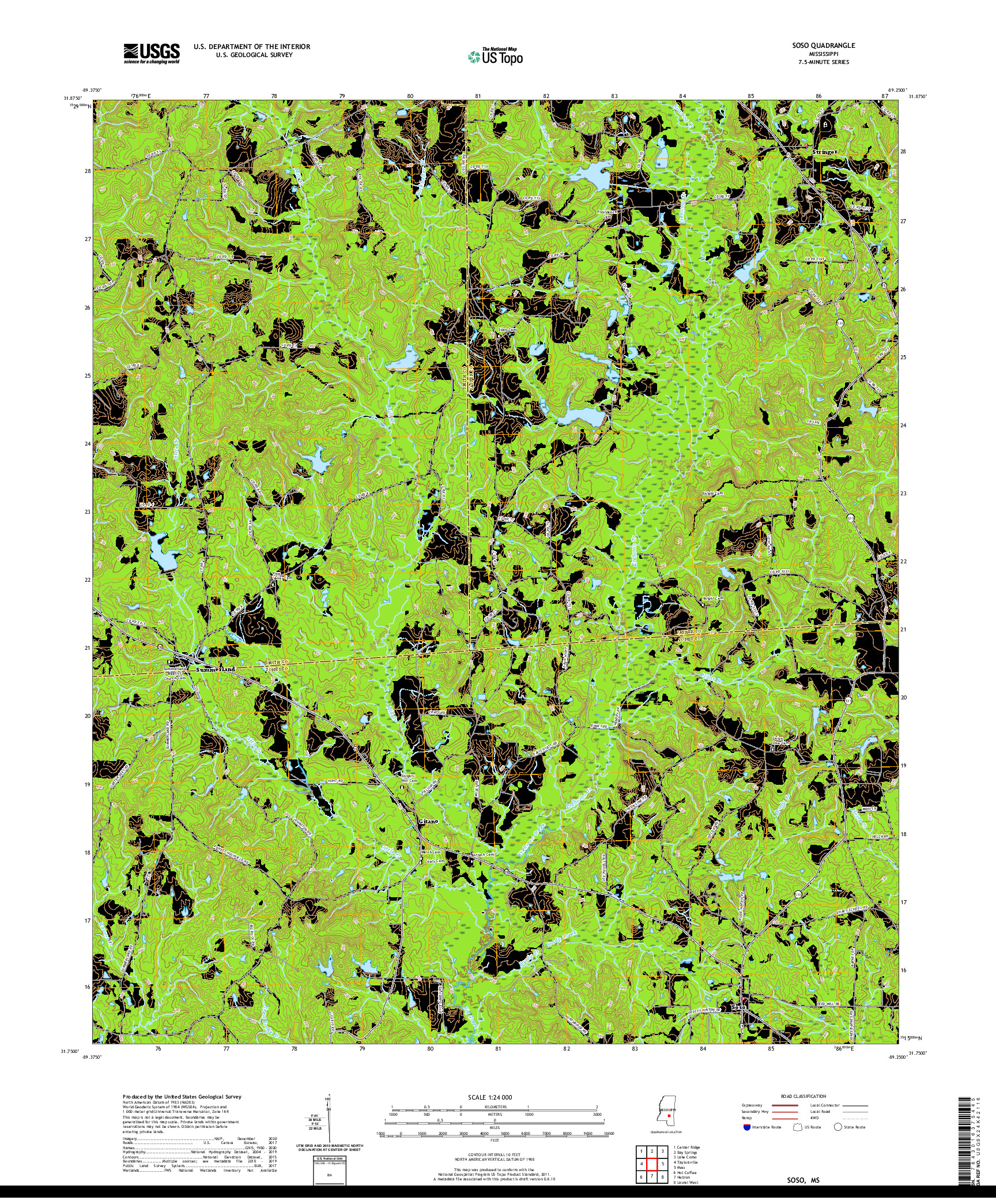 USGS US TOPO 7.5-MINUTE MAP FOR SOSO, MS 2020