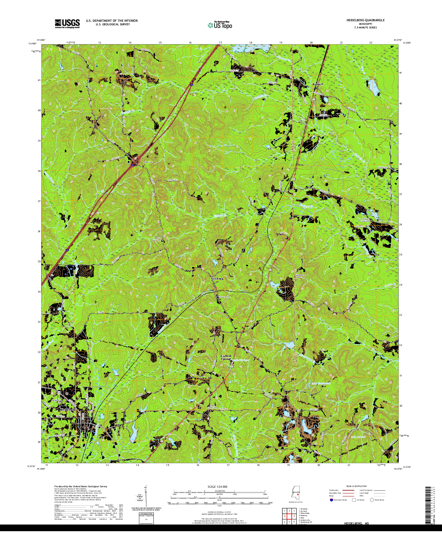 USGS US TOPO 7.5-MINUTE MAP FOR HEIDELBERG, MS 2020