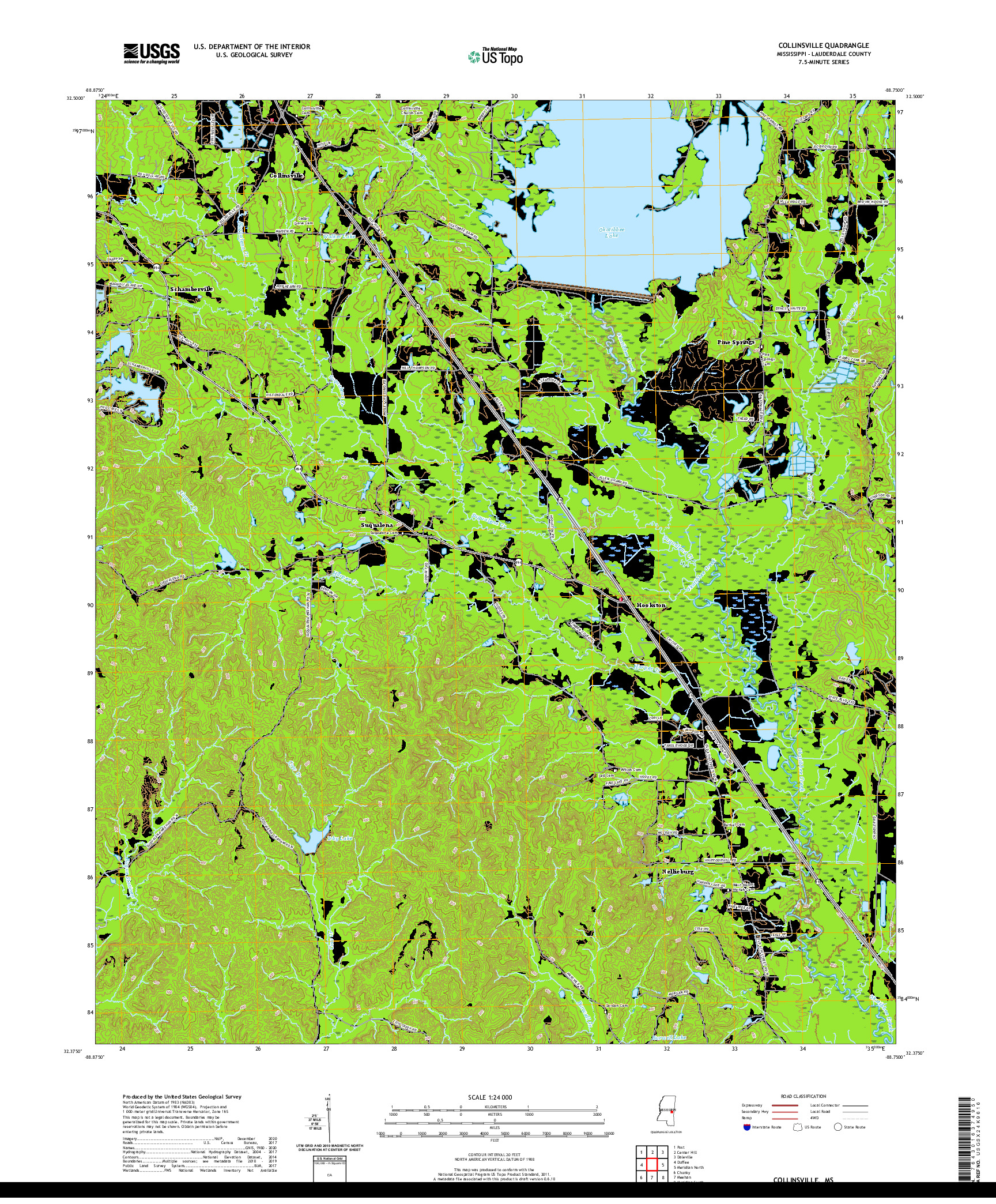 USGS US TOPO 7.5-MINUTE MAP FOR COLLINSVILLE, MS 2020