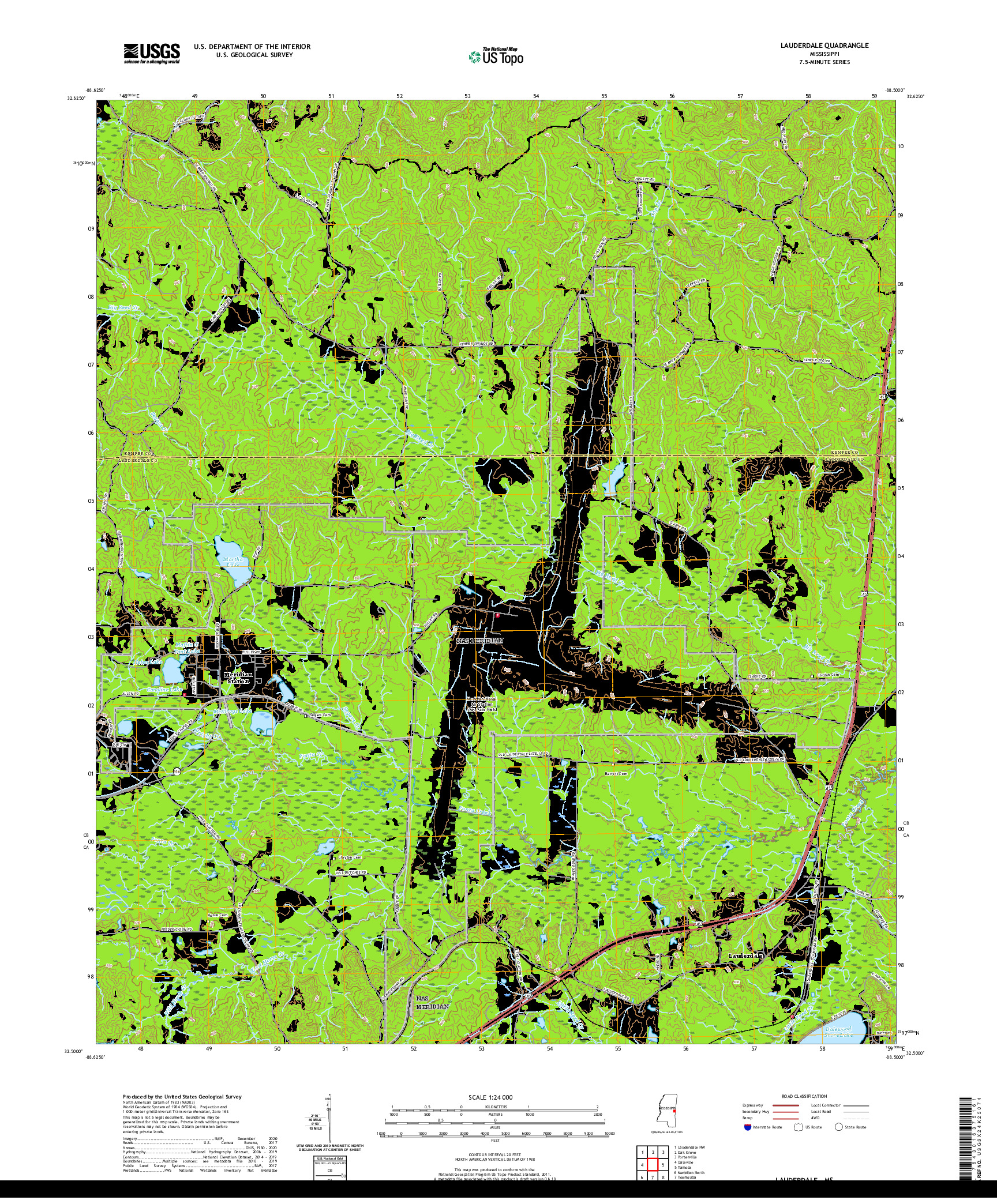 USGS US TOPO 7.5-MINUTE MAP FOR LAUDERDALE, MS 2020