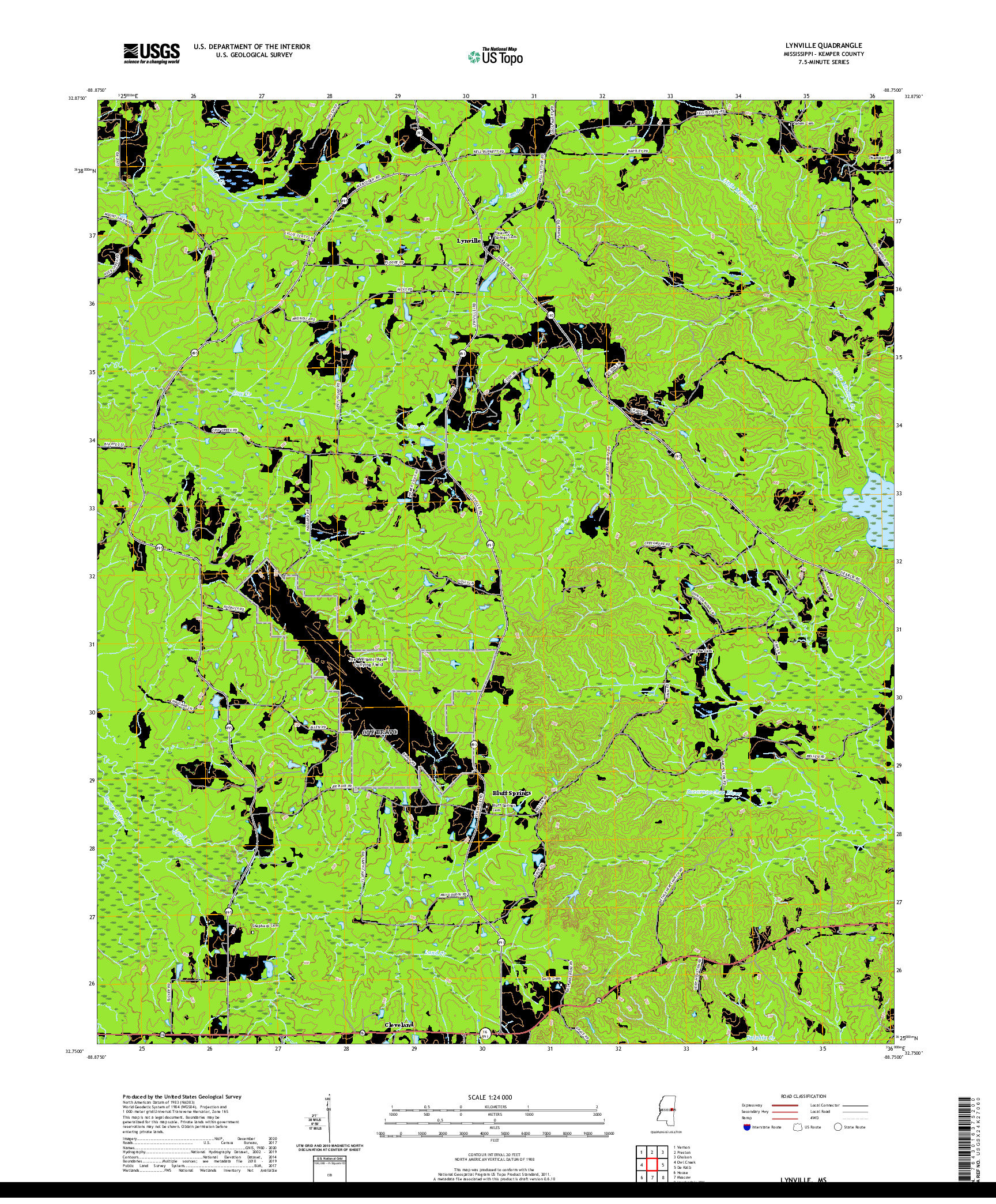 USGS US TOPO 7.5-MINUTE MAP FOR LYNVILLE, MS 2020