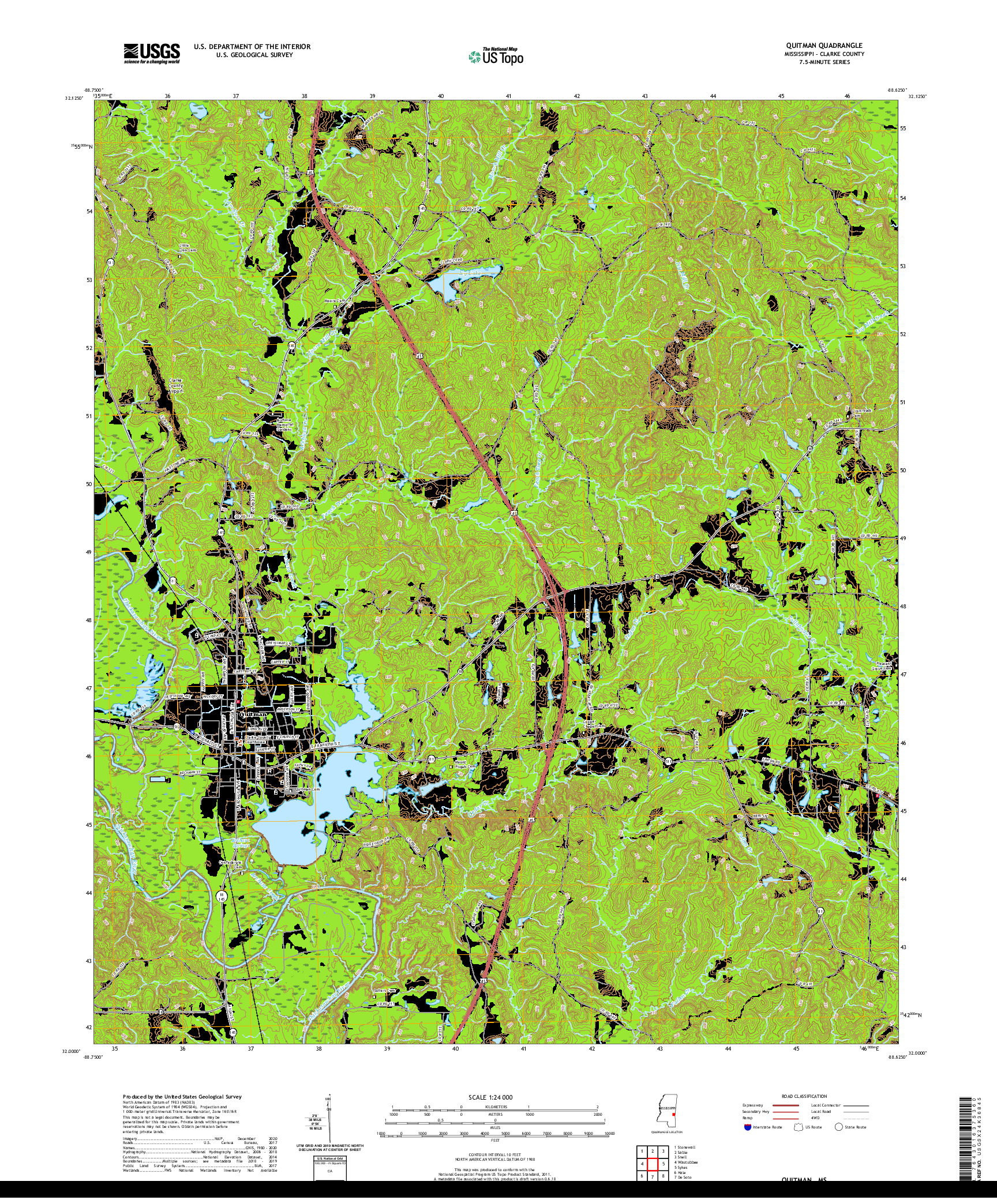 USGS US TOPO 7.5-MINUTE MAP FOR QUITMAN, MS 2020