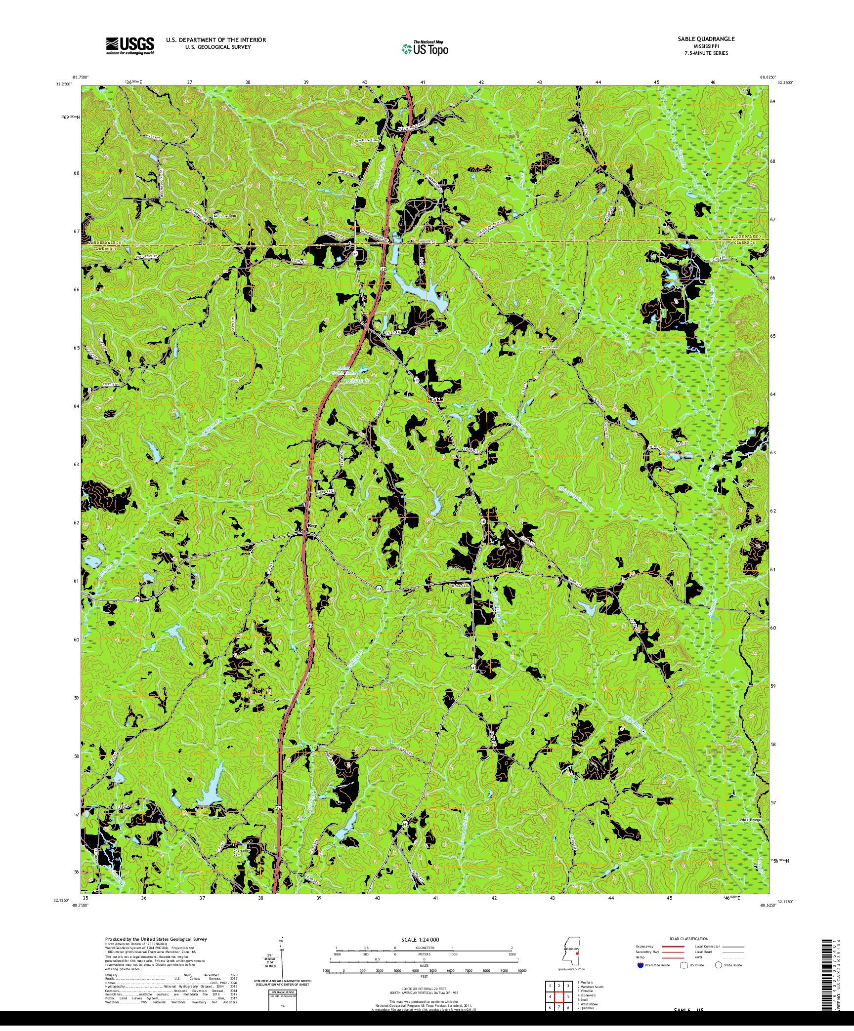 USGS US TOPO 7.5-MINUTE MAP FOR SABLE, MS 2020