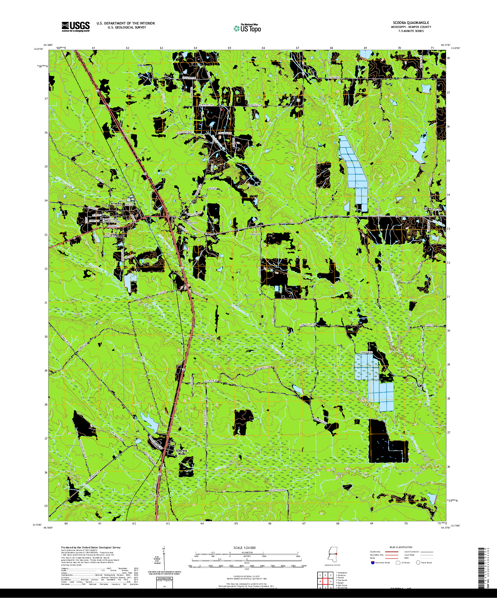 USGS US TOPO 7.5-MINUTE MAP FOR SCOOBA, MS 2020