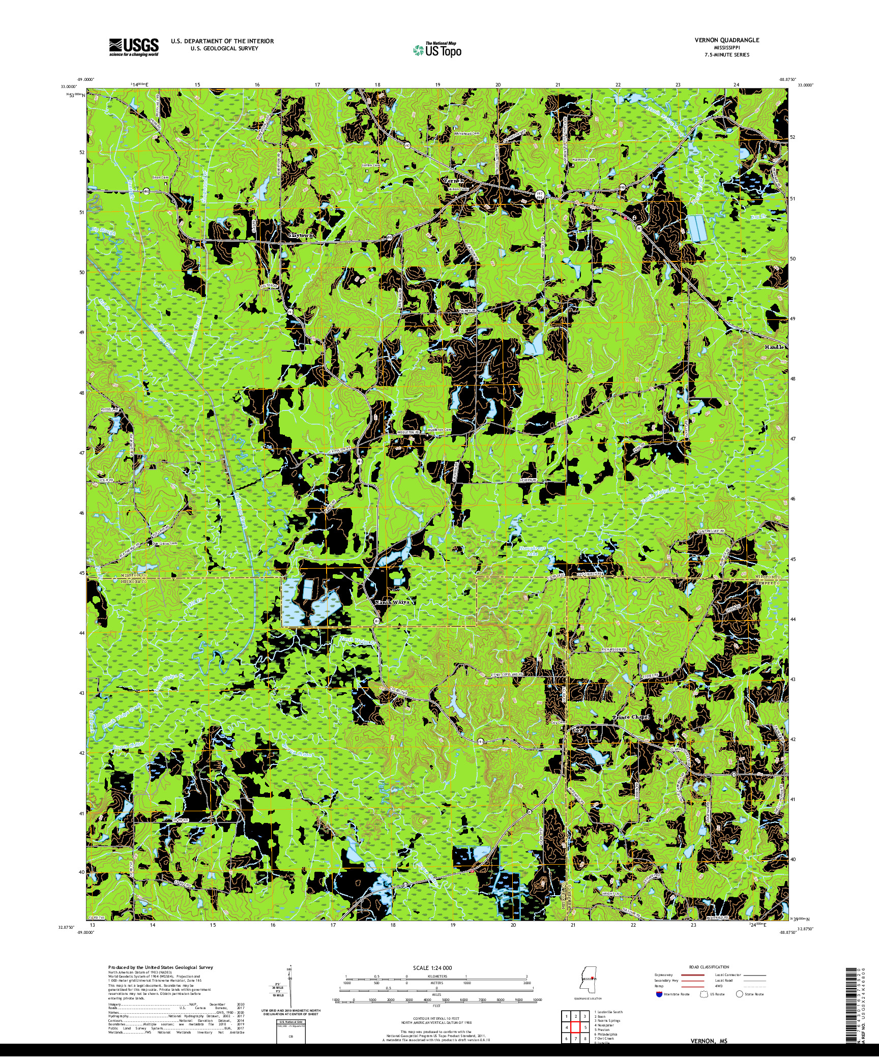 USGS US TOPO 7.5-MINUTE MAP FOR VERNON, MS 2020