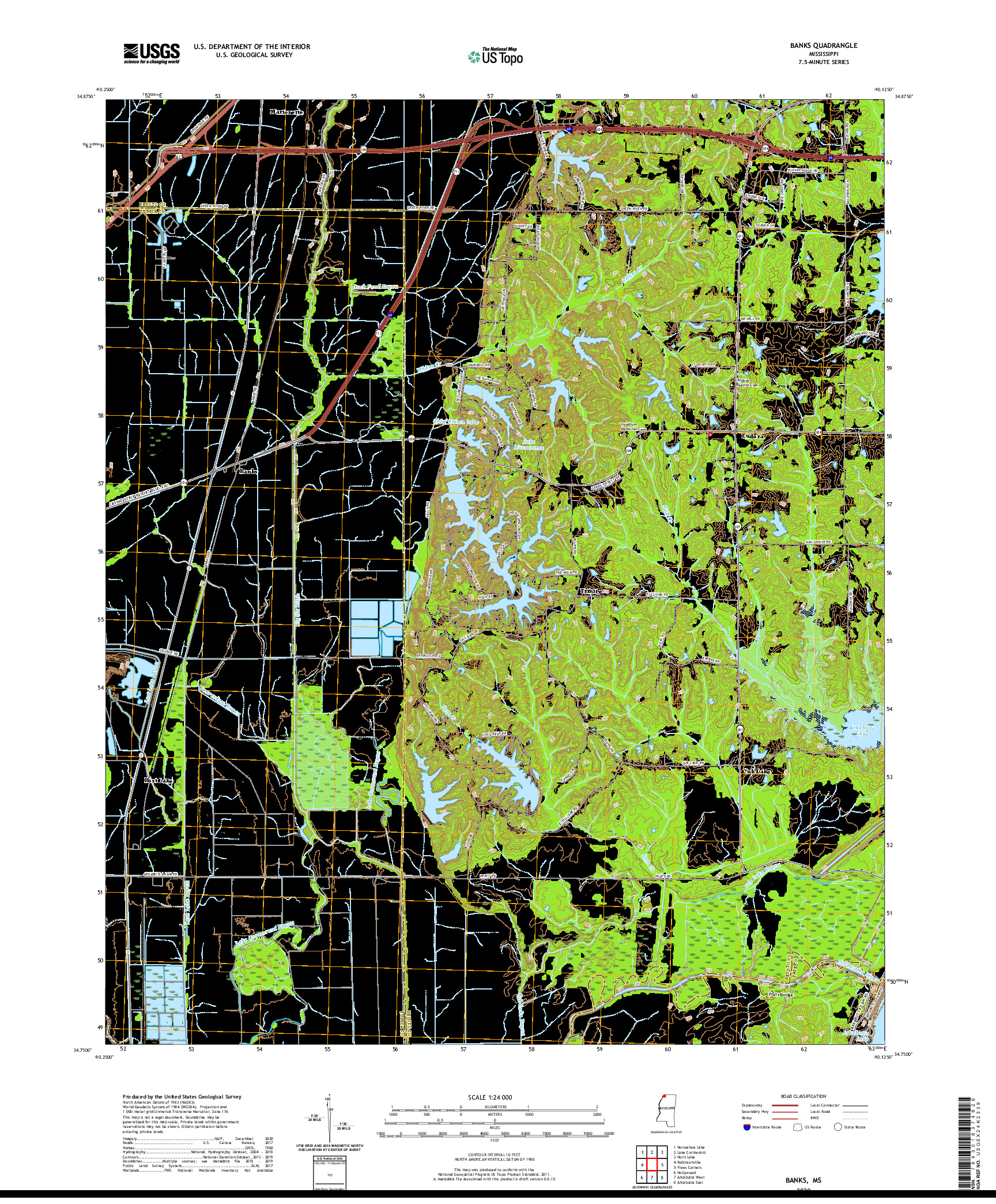 USGS US TOPO 7.5-MINUTE MAP FOR BANKS, MS 2020