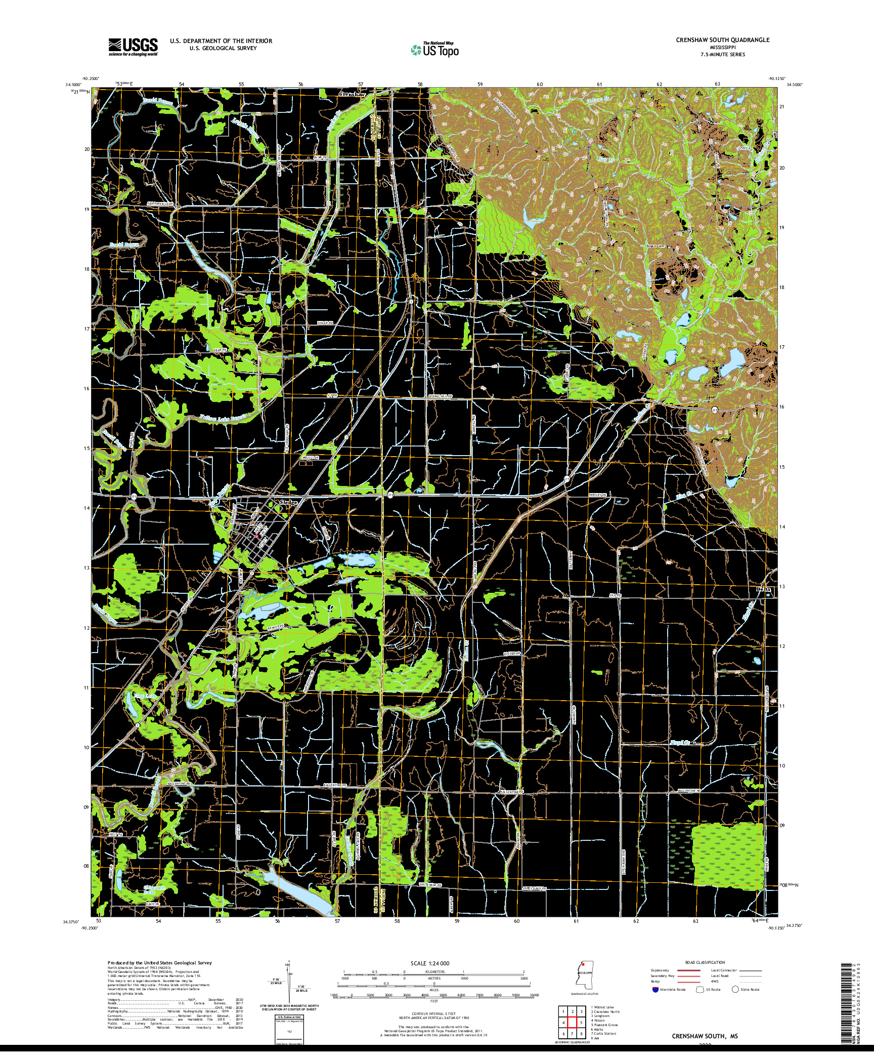 USGS US TOPO 7.5-MINUTE MAP FOR CRENSHAW SOUTH, MS 2020