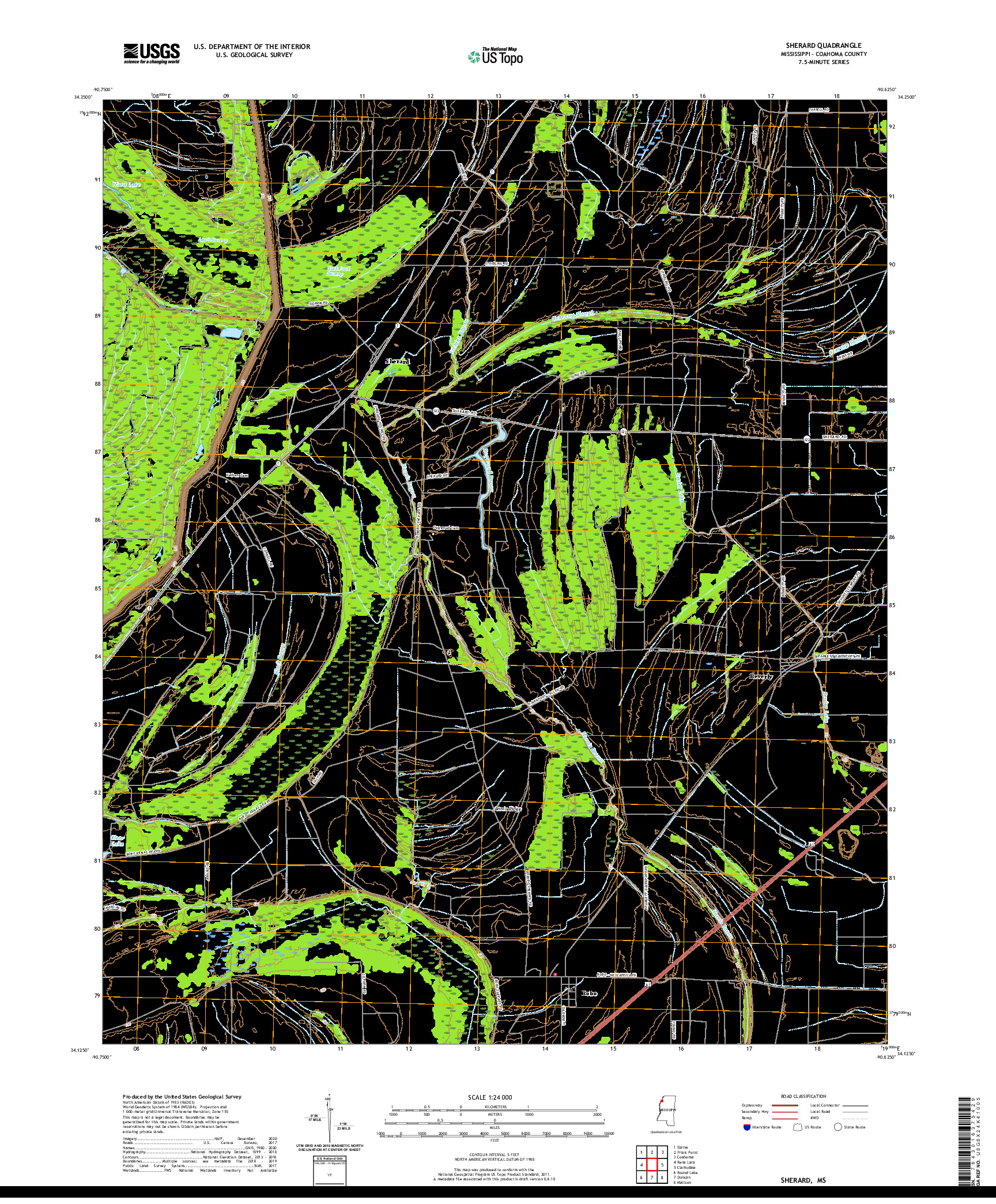 USGS US TOPO 7.5-MINUTE MAP FOR SHERARD, MS 2020