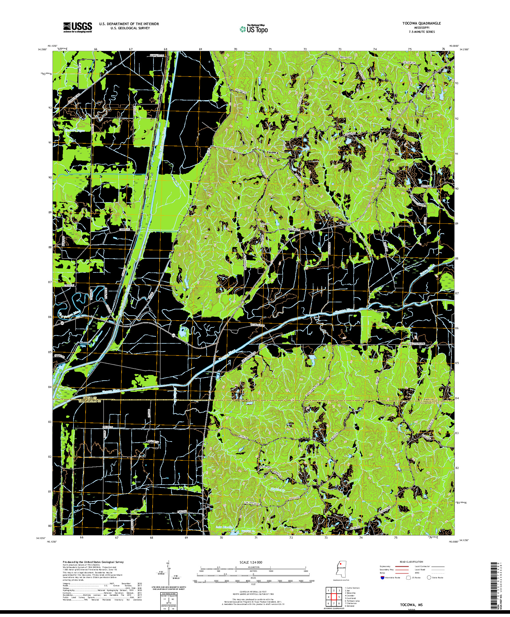 USGS US TOPO 7.5-MINUTE MAP FOR TOCOWA, MS 2020