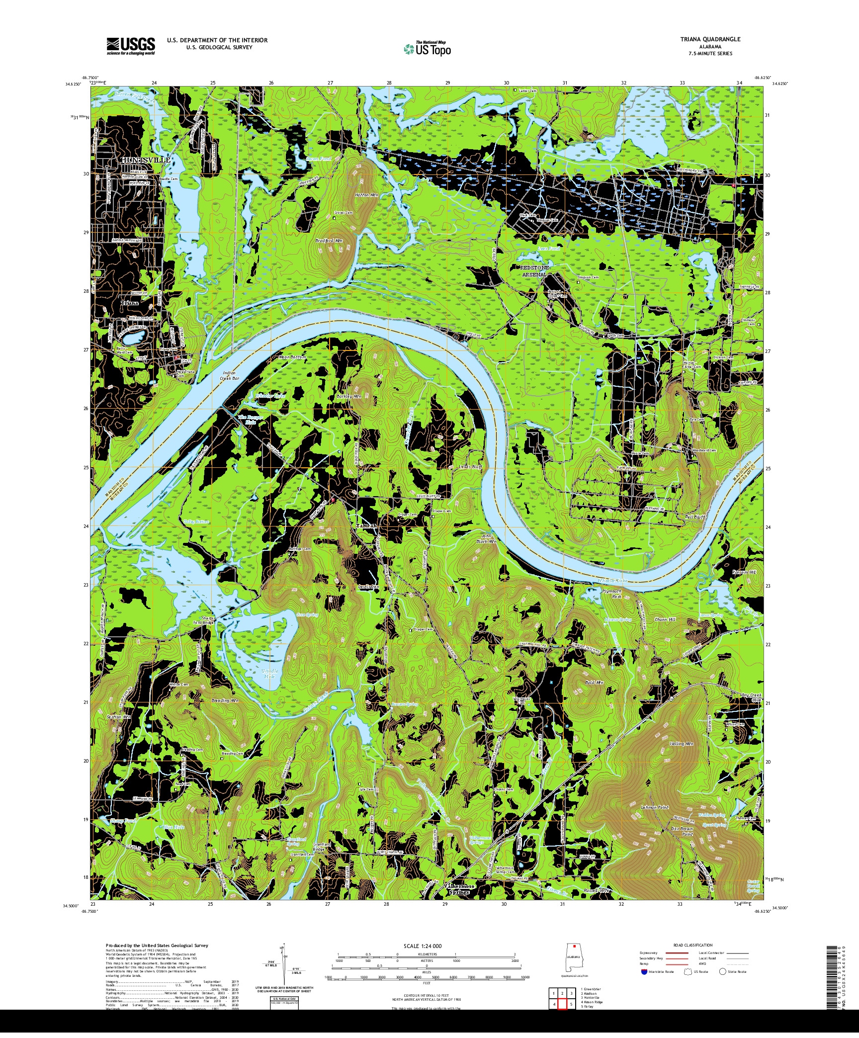 USGS US TOPO 7.5-MINUTE MAP FOR TRIANA, AL 2020