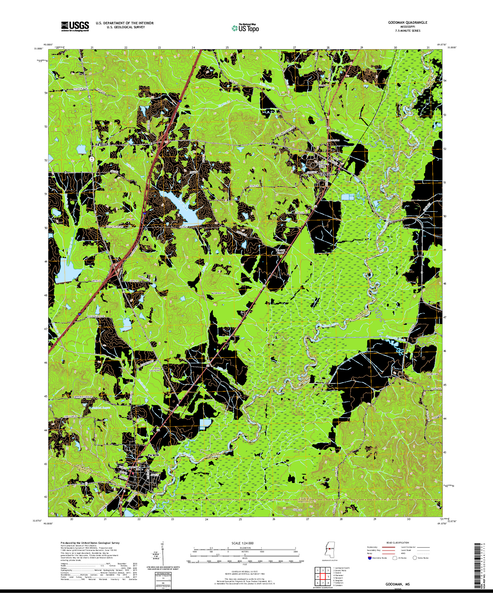 USGS US TOPO 7.5-MINUTE MAP FOR GOODMAN, MS 2020