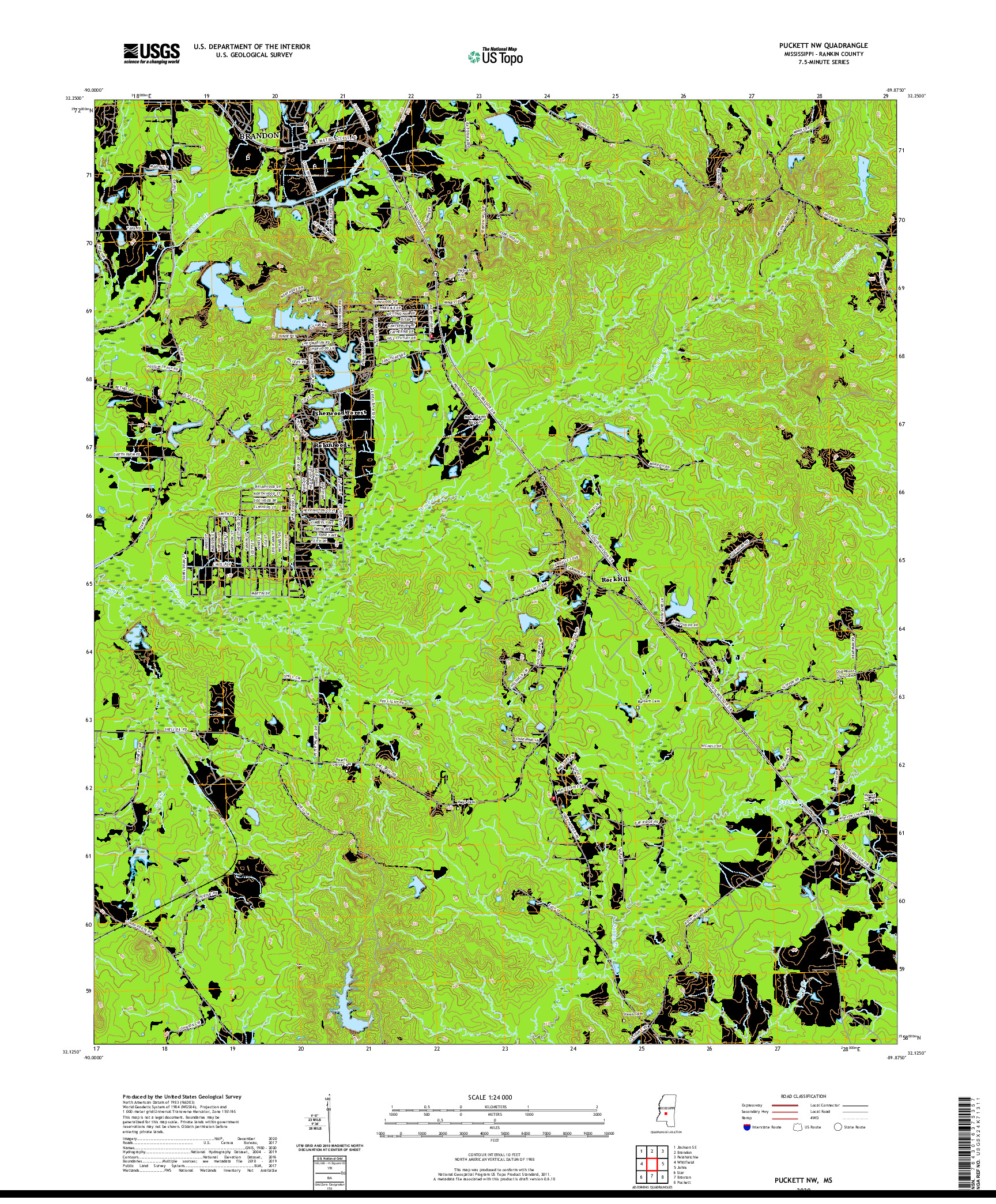 USGS US TOPO 7.5-MINUTE MAP FOR PUCKETT NW, MS 2020