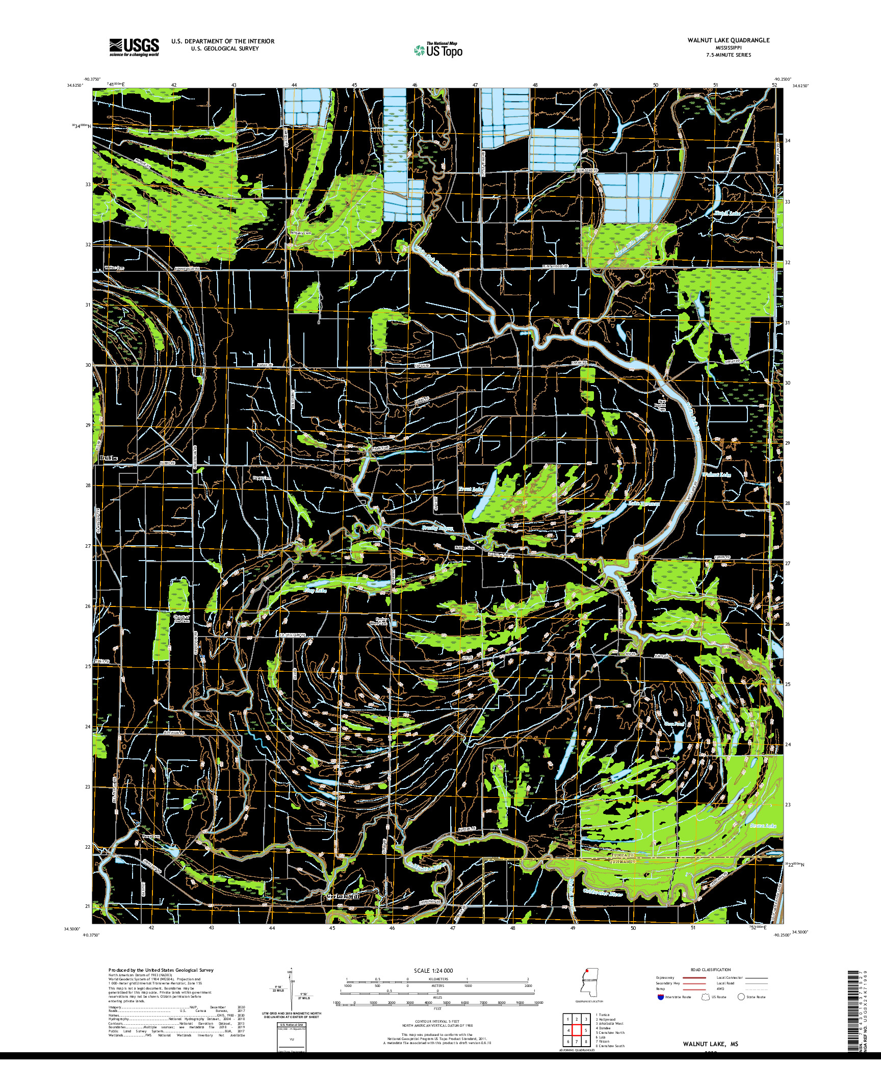 USGS US TOPO 7.5-MINUTE MAP FOR WALNUT LAKE, MS 2020