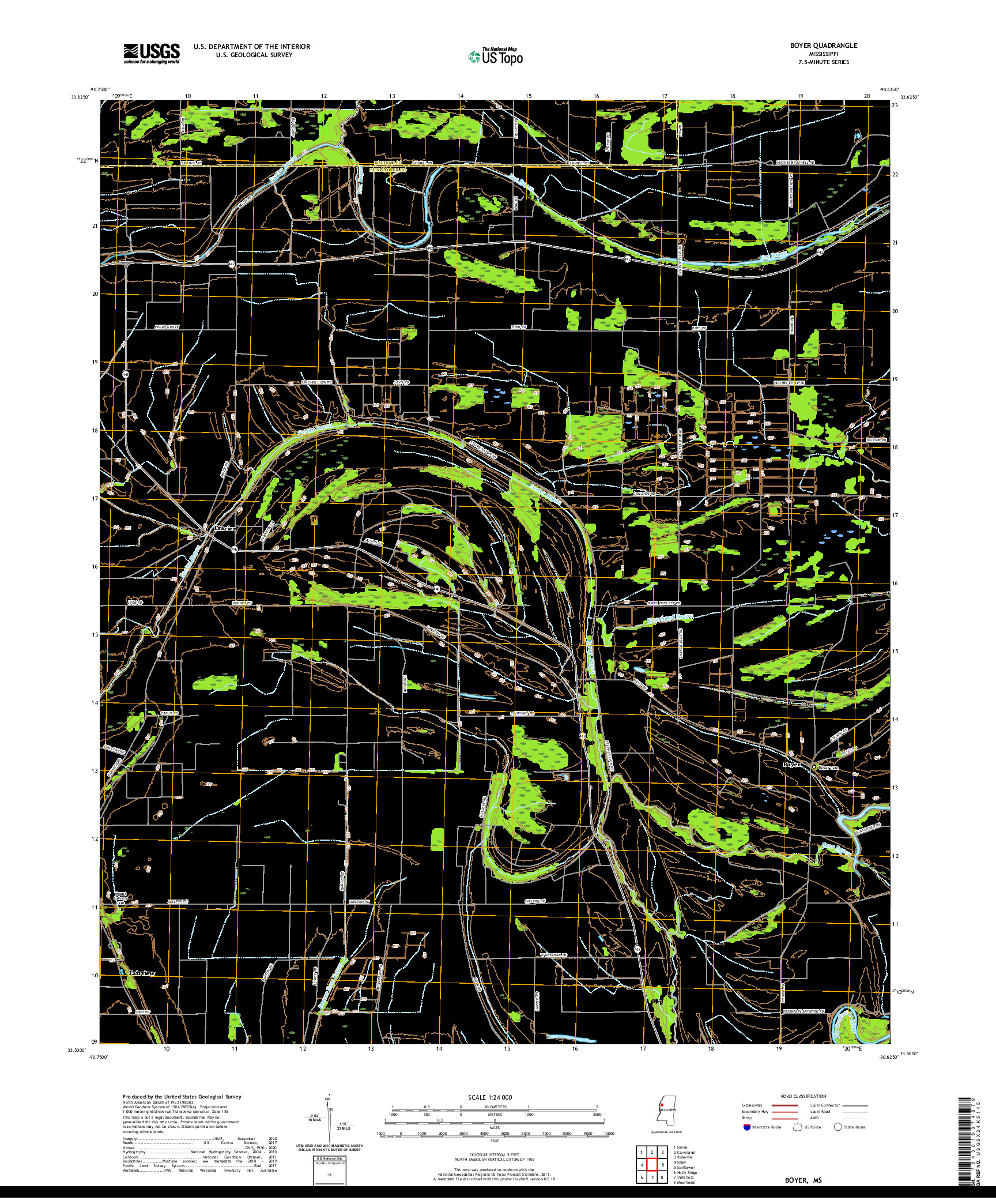 USGS US TOPO 7.5-MINUTE MAP FOR BOYER, MS 2020