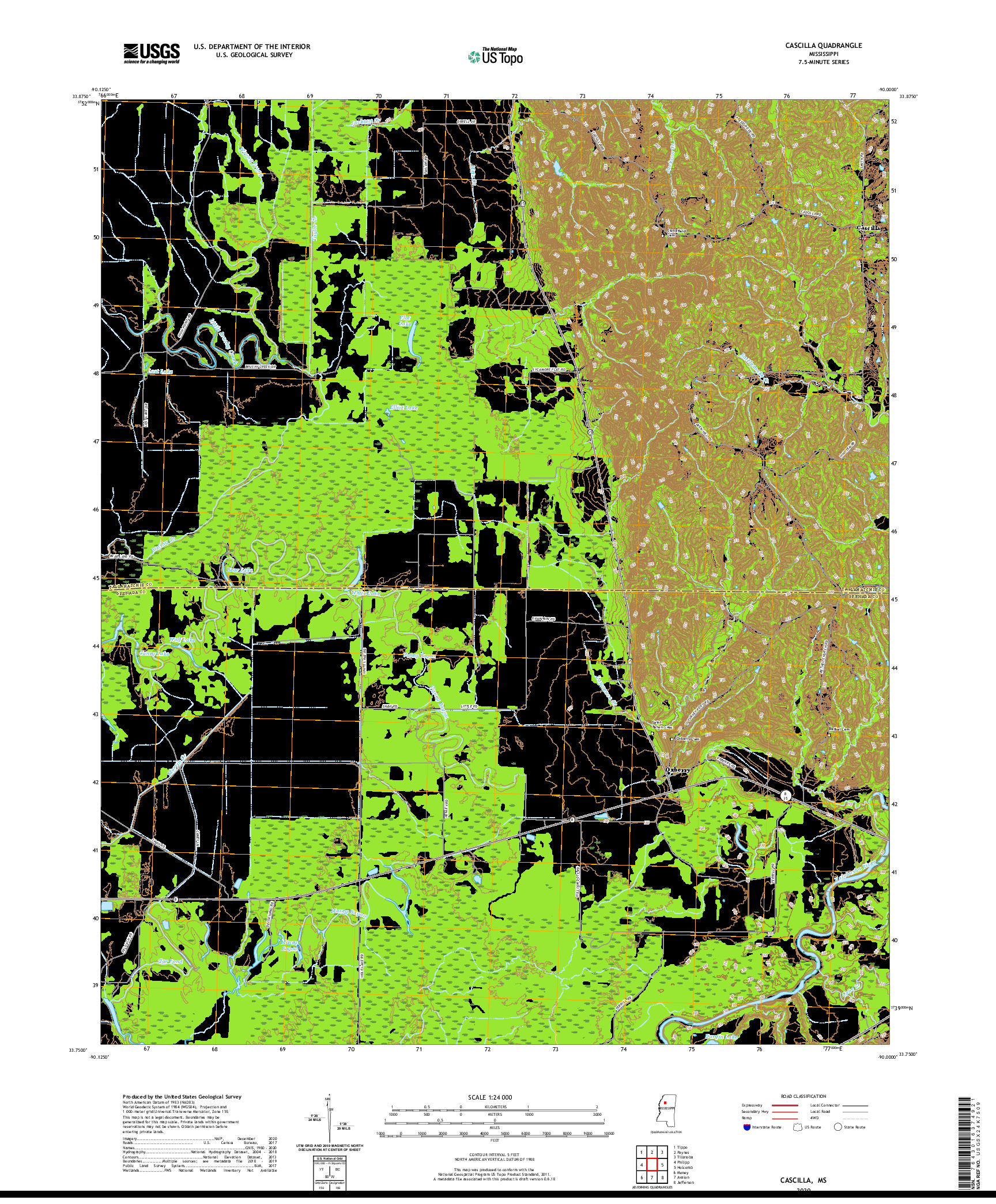 USGS US TOPO 7.5-MINUTE MAP FOR CASCILLA, MS 2020