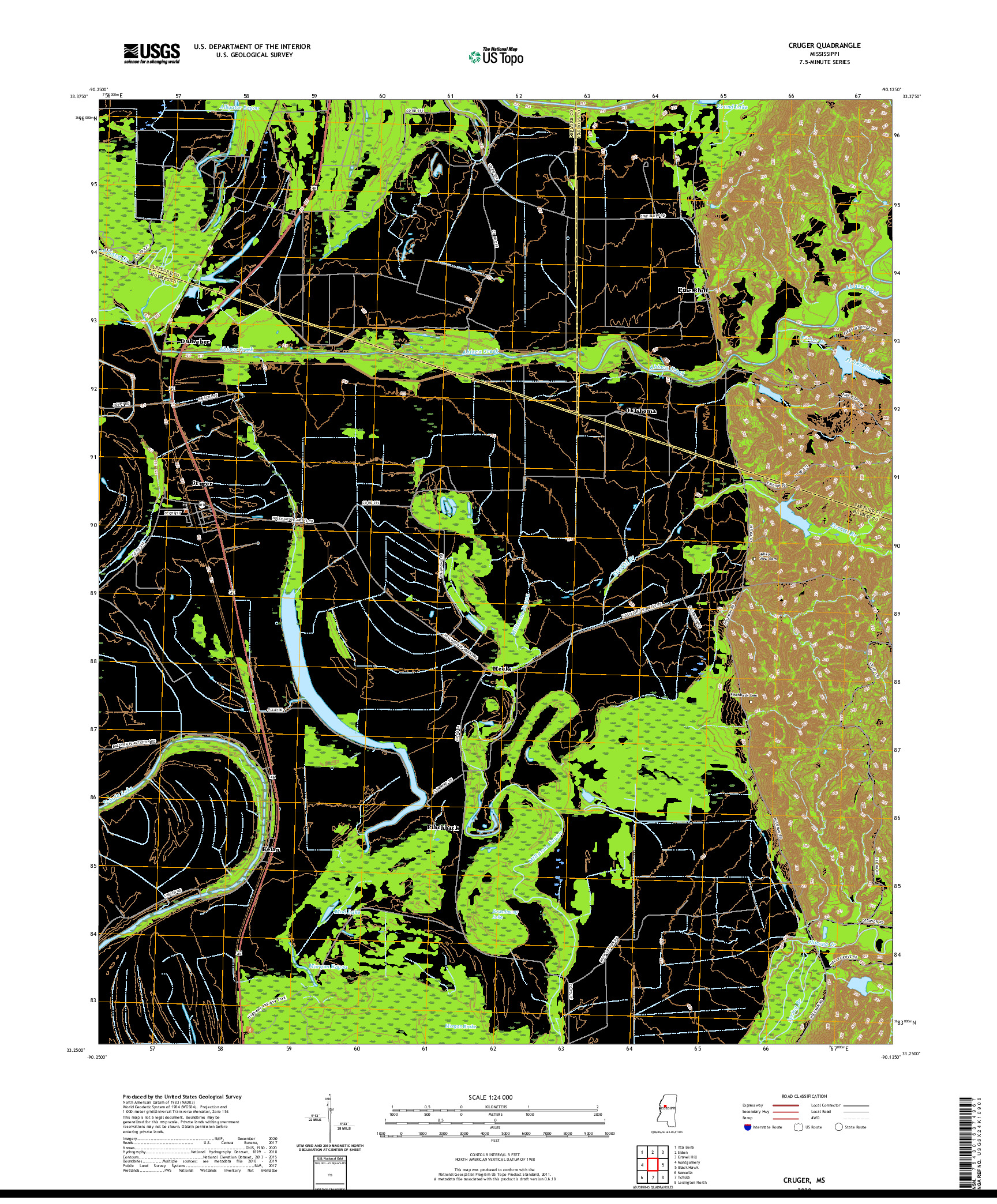 USGS US TOPO 7.5-MINUTE MAP FOR CRUGER, MS 2020