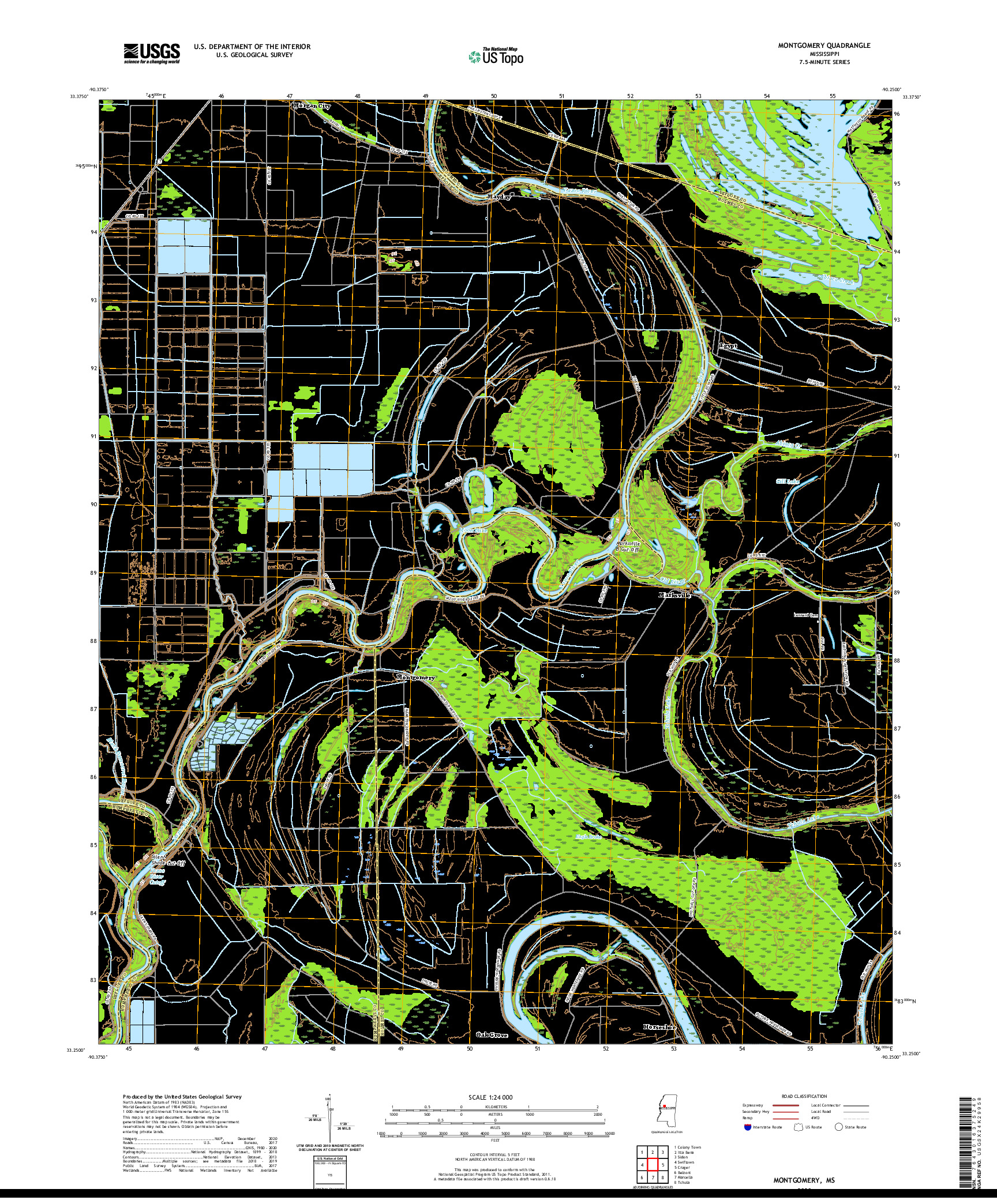 USGS US TOPO 7.5-MINUTE MAP FOR MONTGOMERY, MS 2020