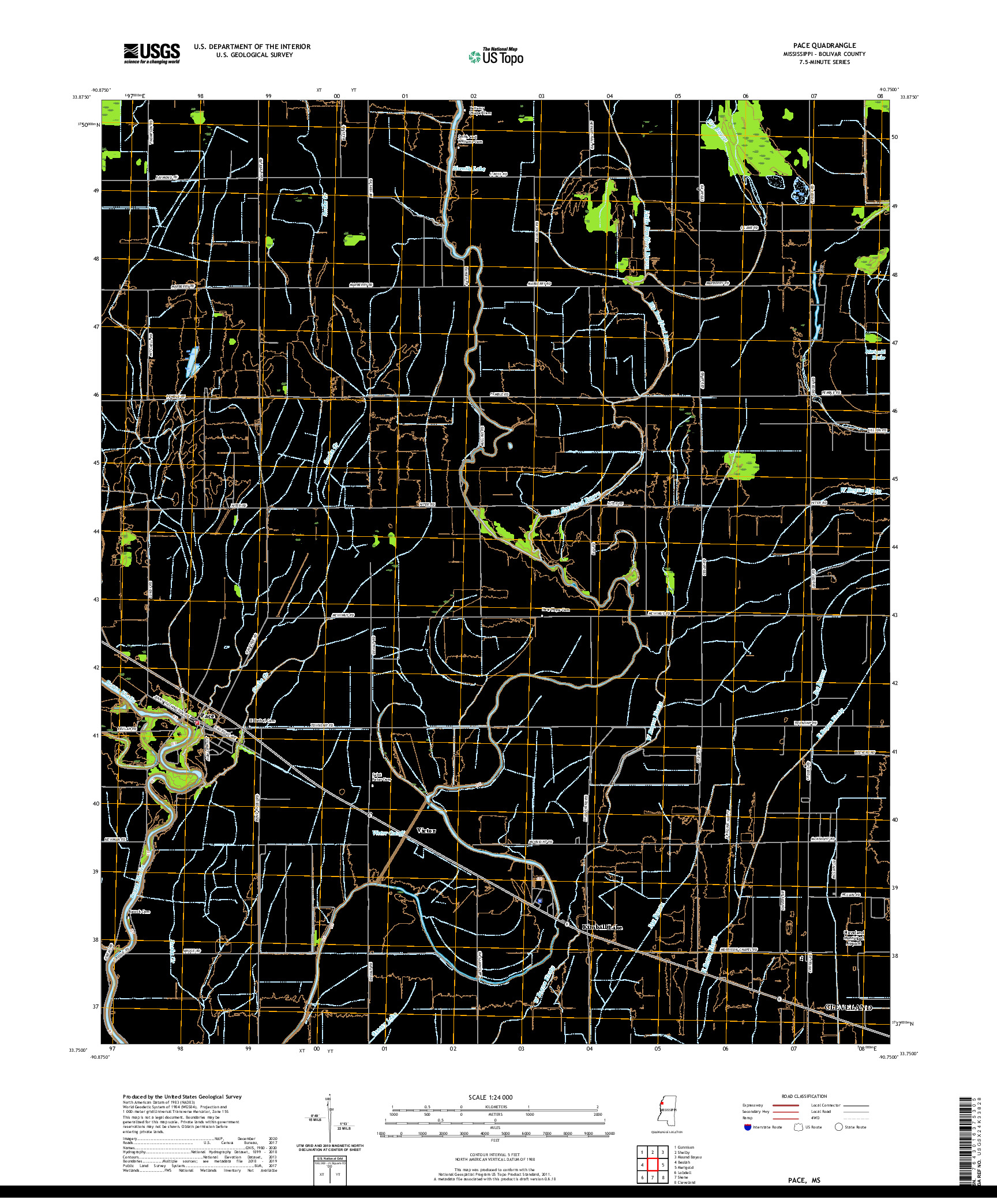 USGS US TOPO 7.5-MINUTE MAP FOR PACE, MS 2020