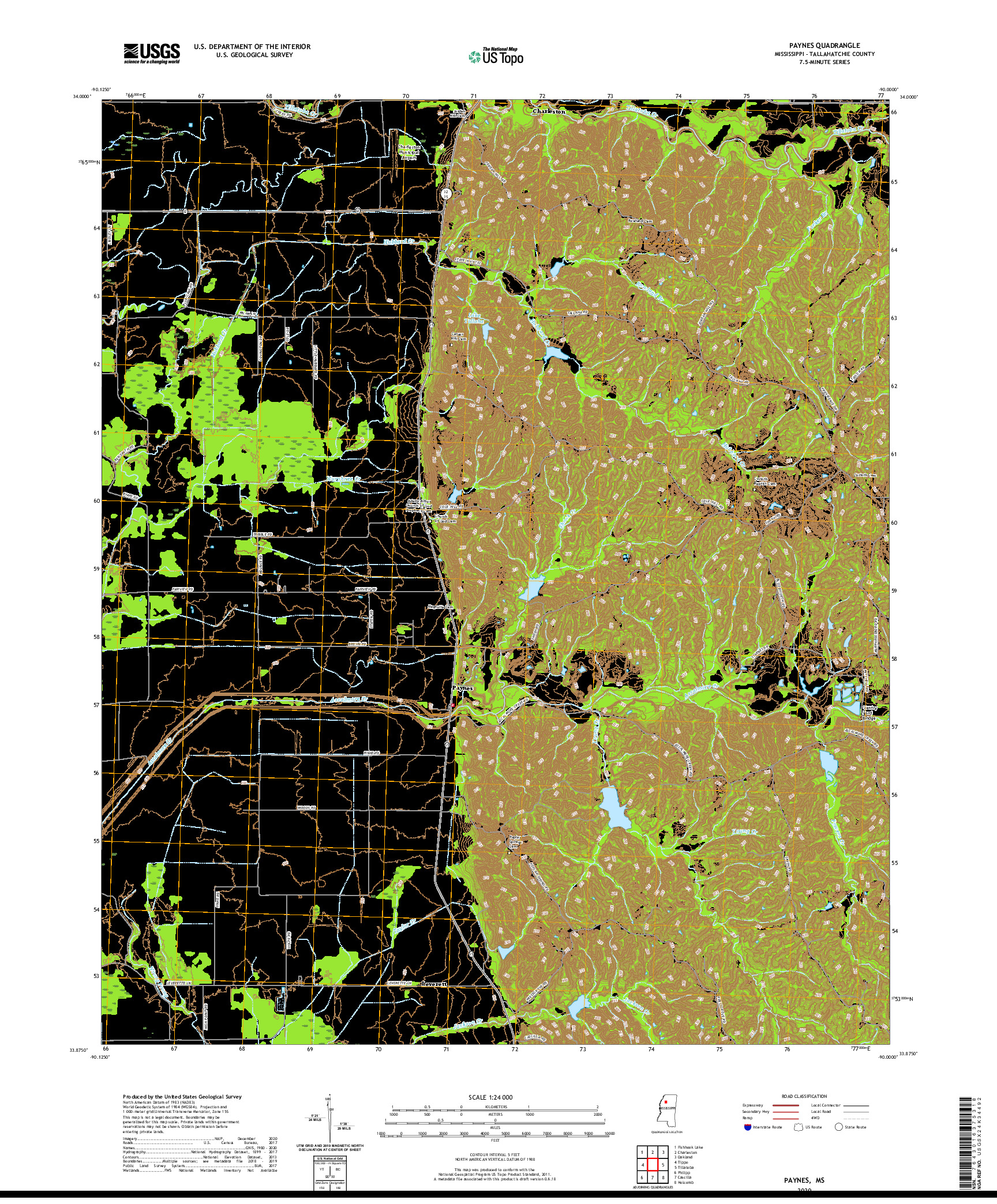 USGS US TOPO 7.5-MINUTE MAP FOR PAYNES, MS 2020