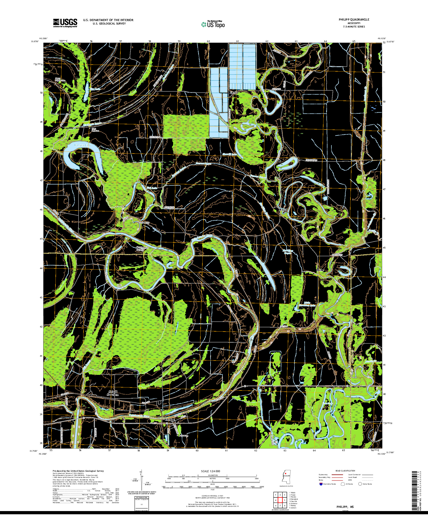 USGS US TOPO 7.5-MINUTE MAP FOR PHILIPP, MS 2020