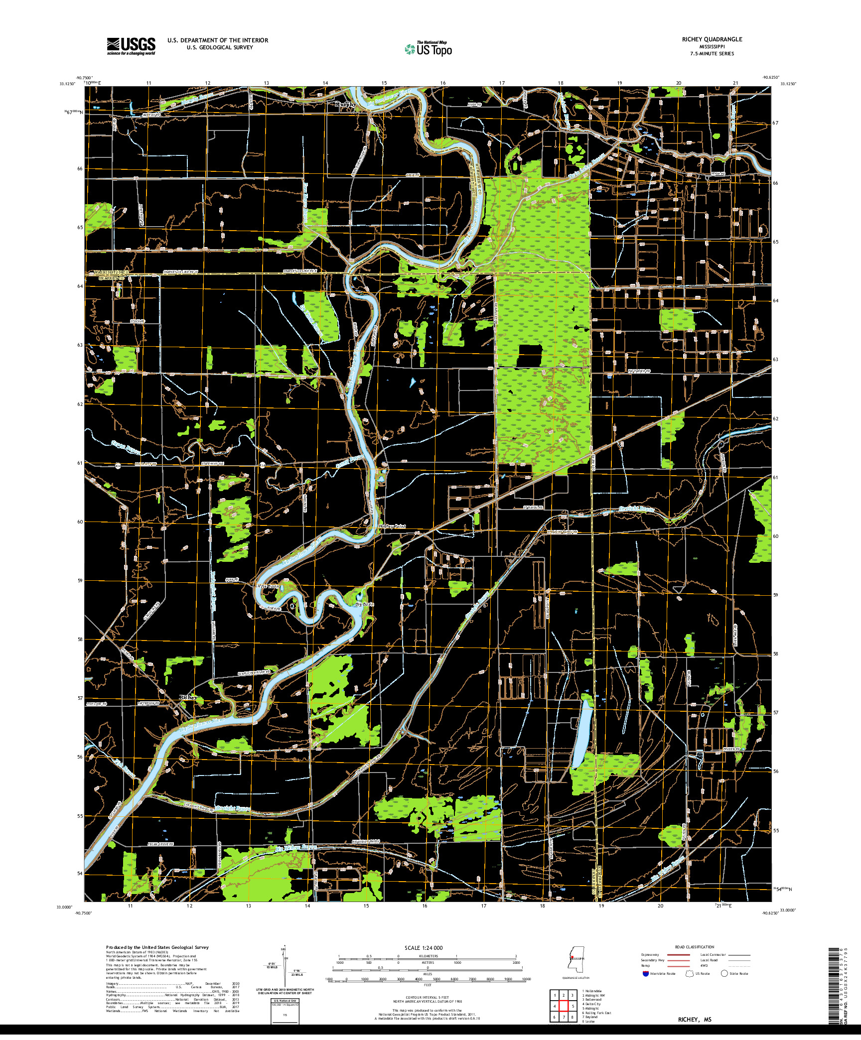 USGS US TOPO 7.5-MINUTE MAP FOR RICHEY, MS 2020