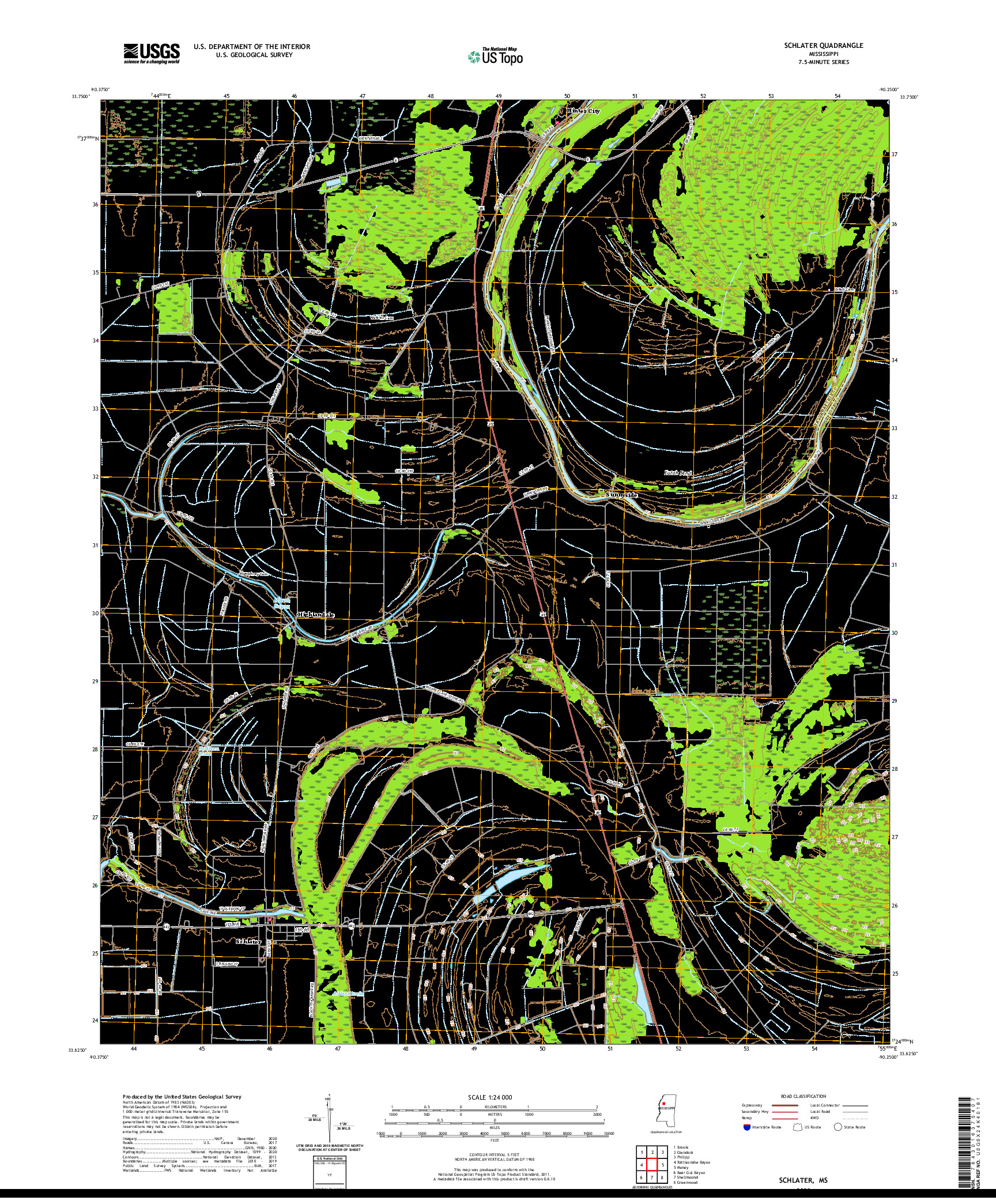 USGS US TOPO 7.5-MINUTE MAP FOR SCHLATER, MS 2020