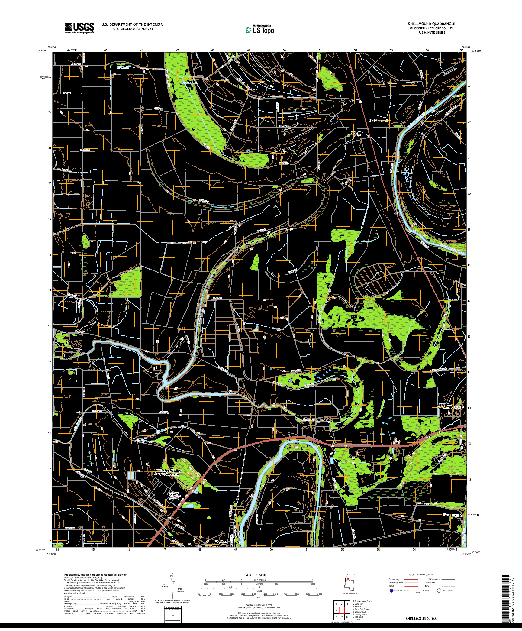 USGS US TOPO 7.5-MINUTE MAP FOR SHELLMOUND, MS 2020