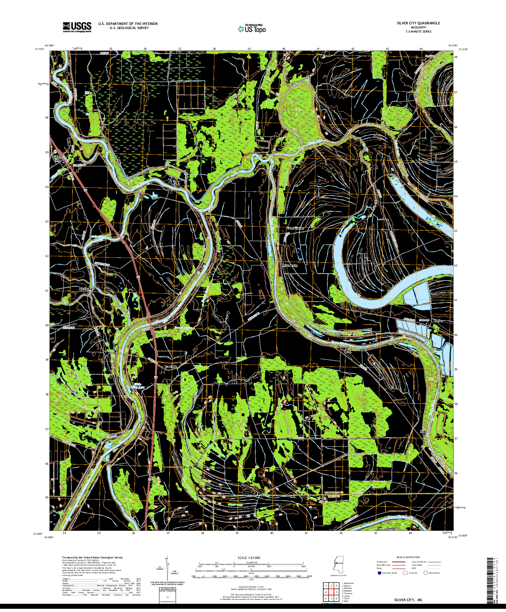 USGS US TOPO 7.5-MINUTE MAP FOR SILVER CITY, MS 2020