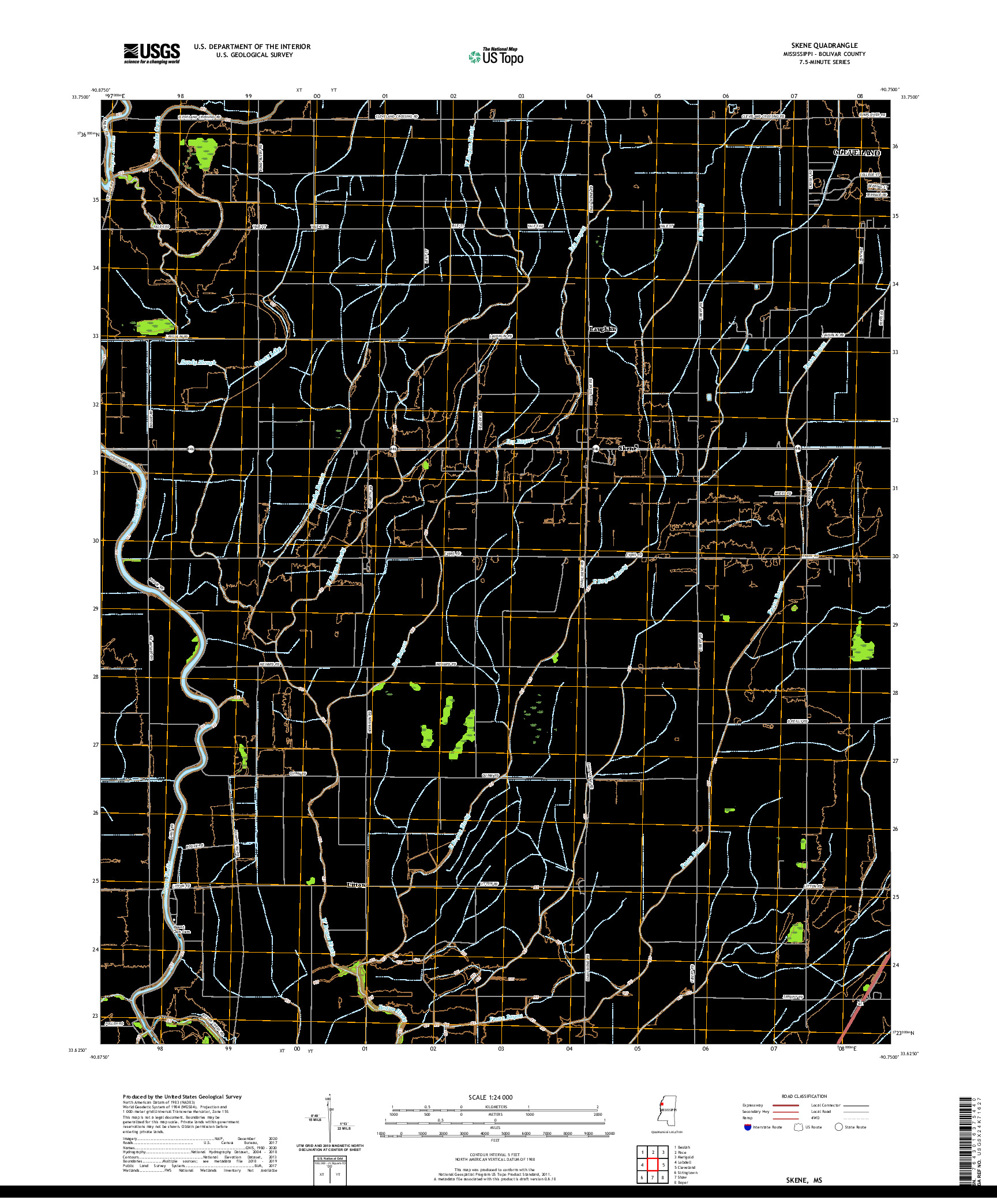 USGS US TOPO 7.5-MINUTE MAP FOR SKENE, MS 2020