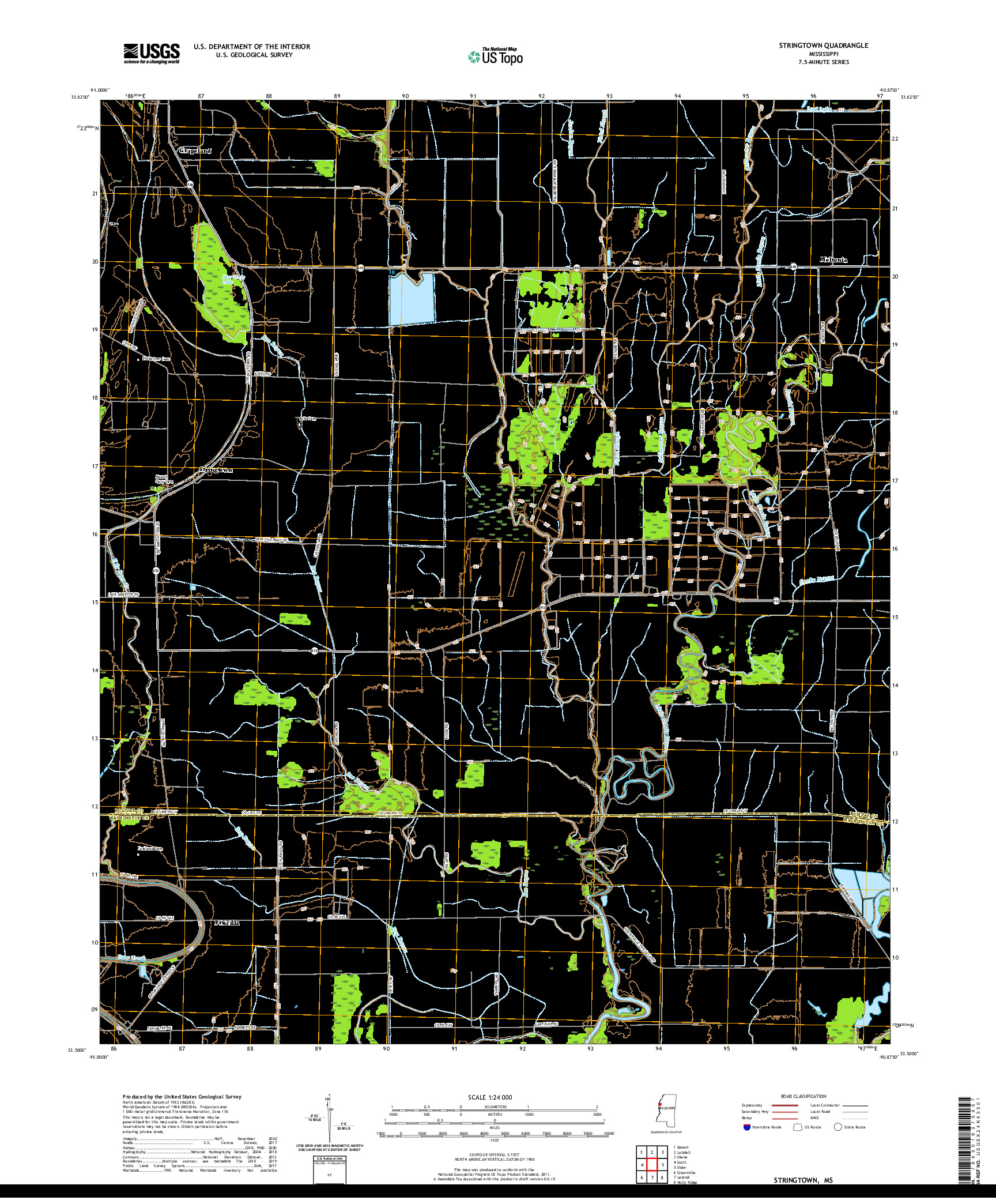 USGS US TOPO 7.5-MINUTE MAP FOR STRINGTOWN, MS 2020