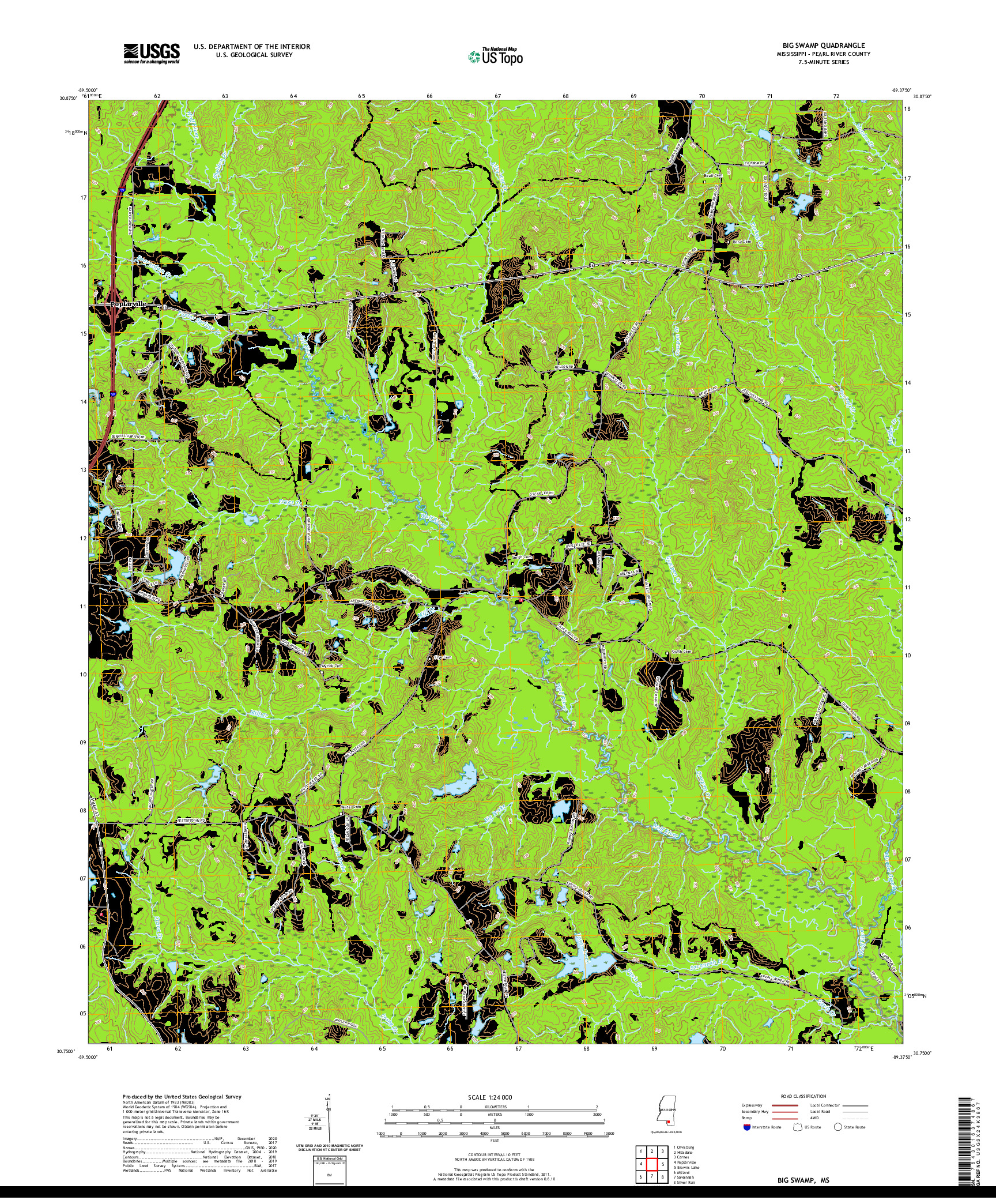 USGS US TOPO 7.5-MINUTE MAP FOR BIG SWAMP, MS 2020