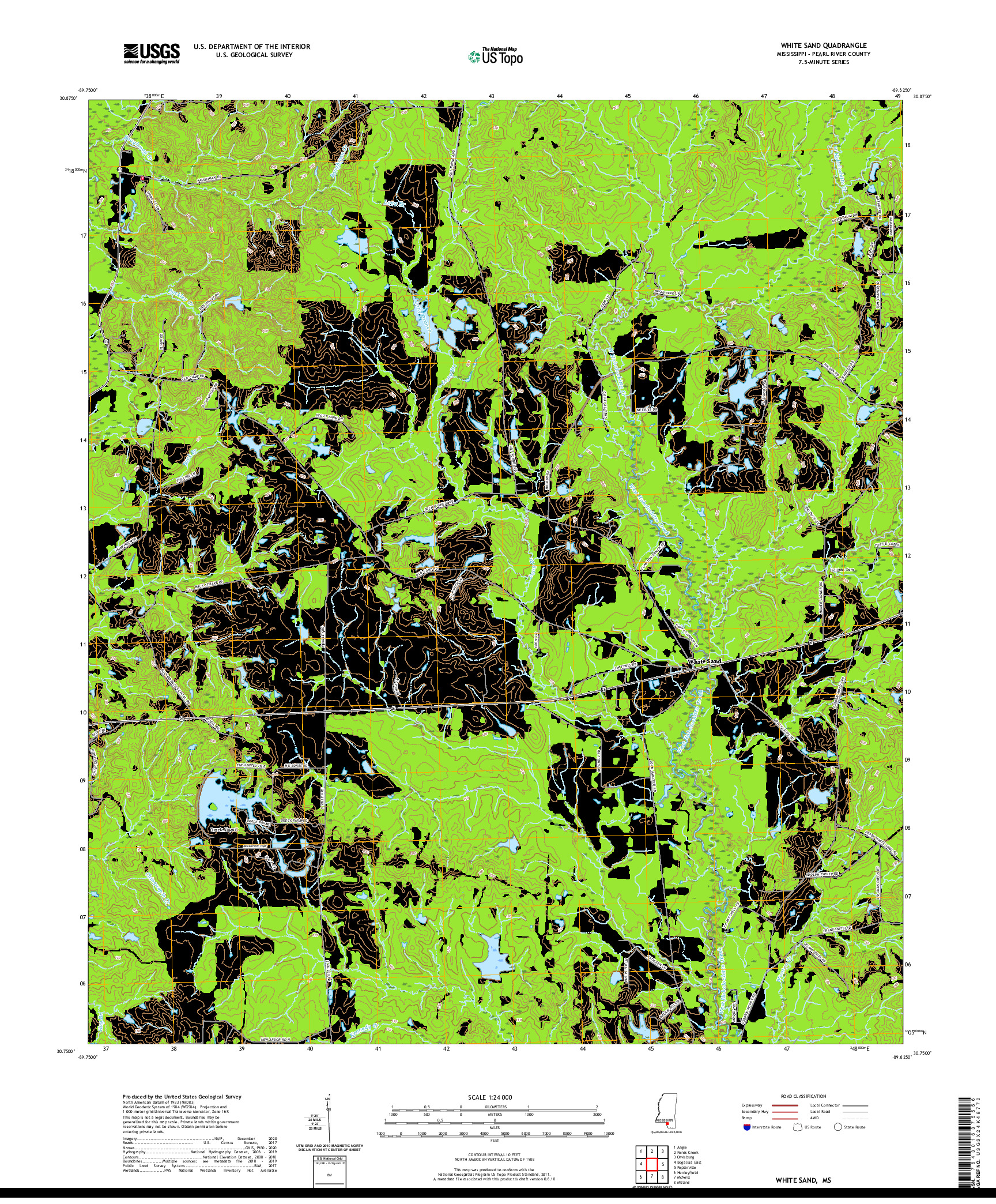 USGS US TOPO 7.5-MINUTE MAP FOR WHITE SAND, MS 2020