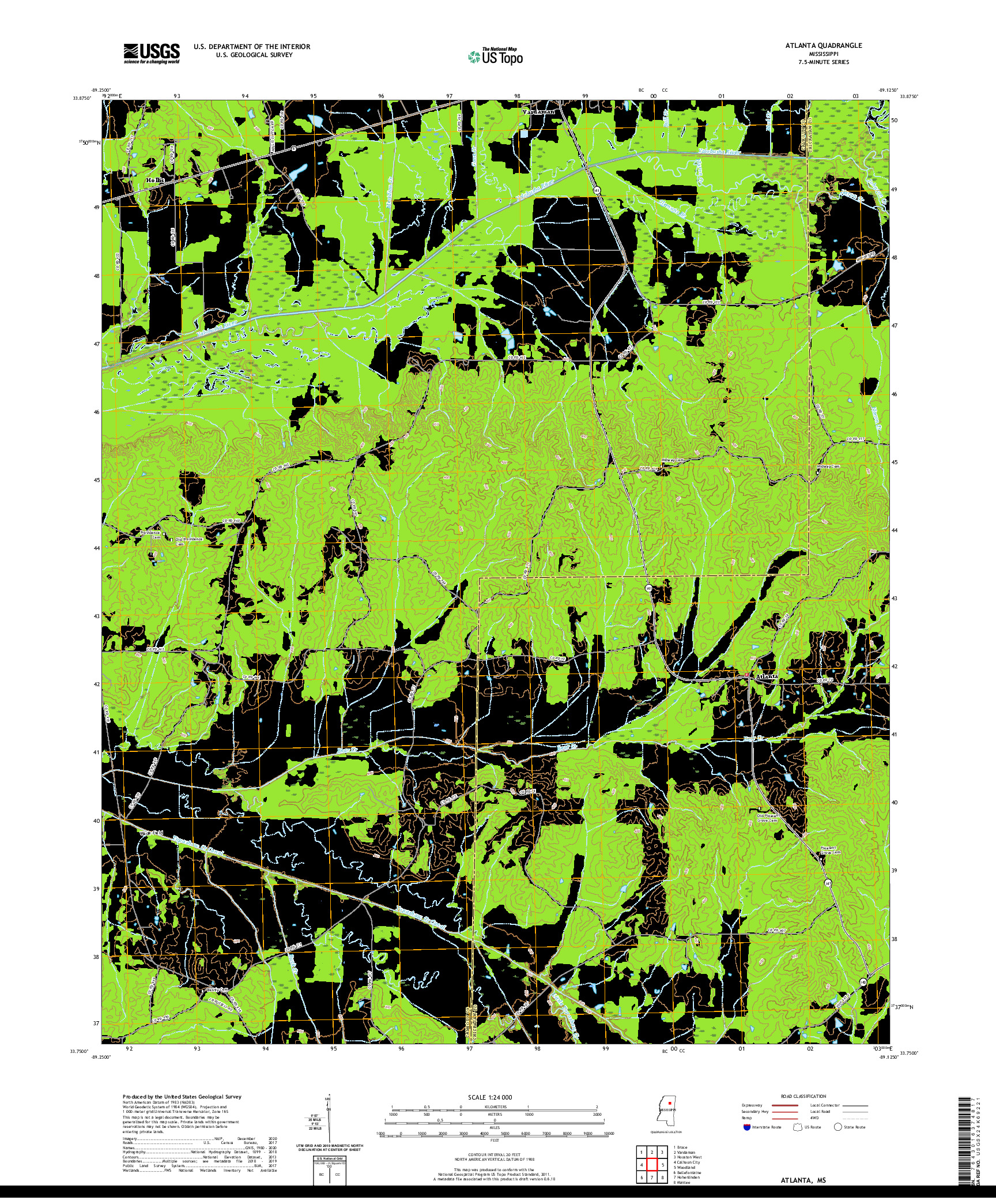 USGS US TOPO 7.5-MINUTE MAP FOR ATLANTA, MS 2020