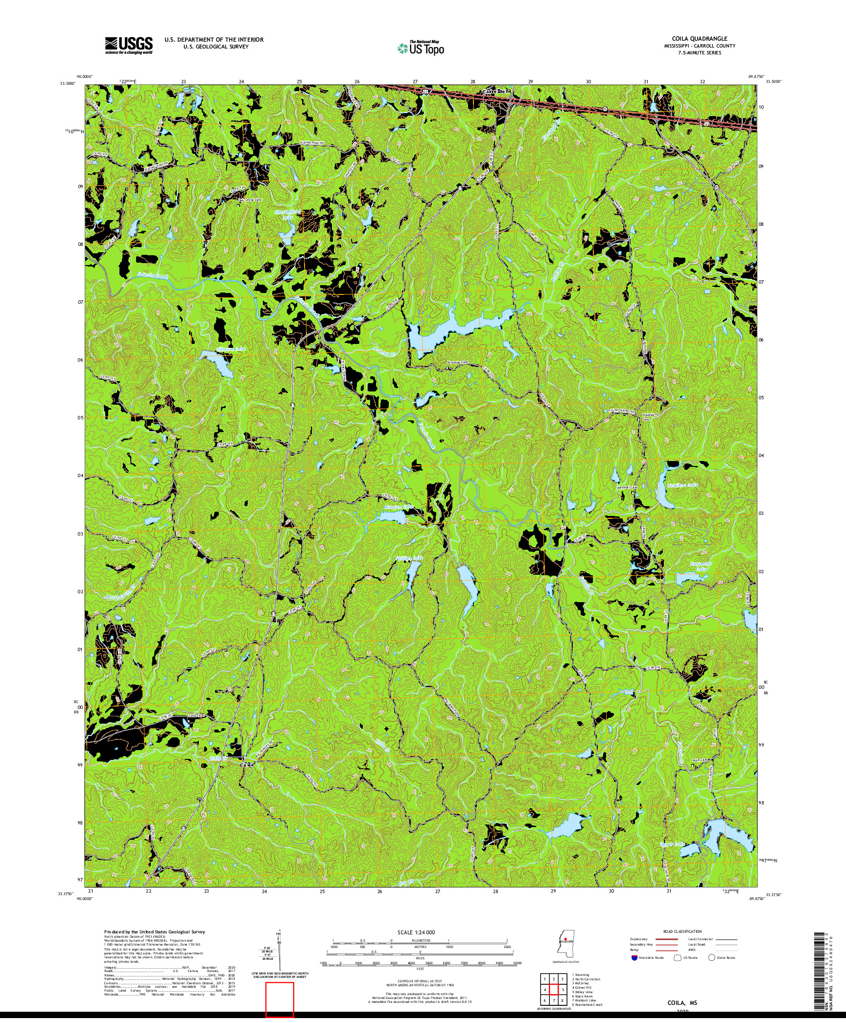 USGS US TOPO 7.5-MINUTE MAP FOR COILA, MS 2020