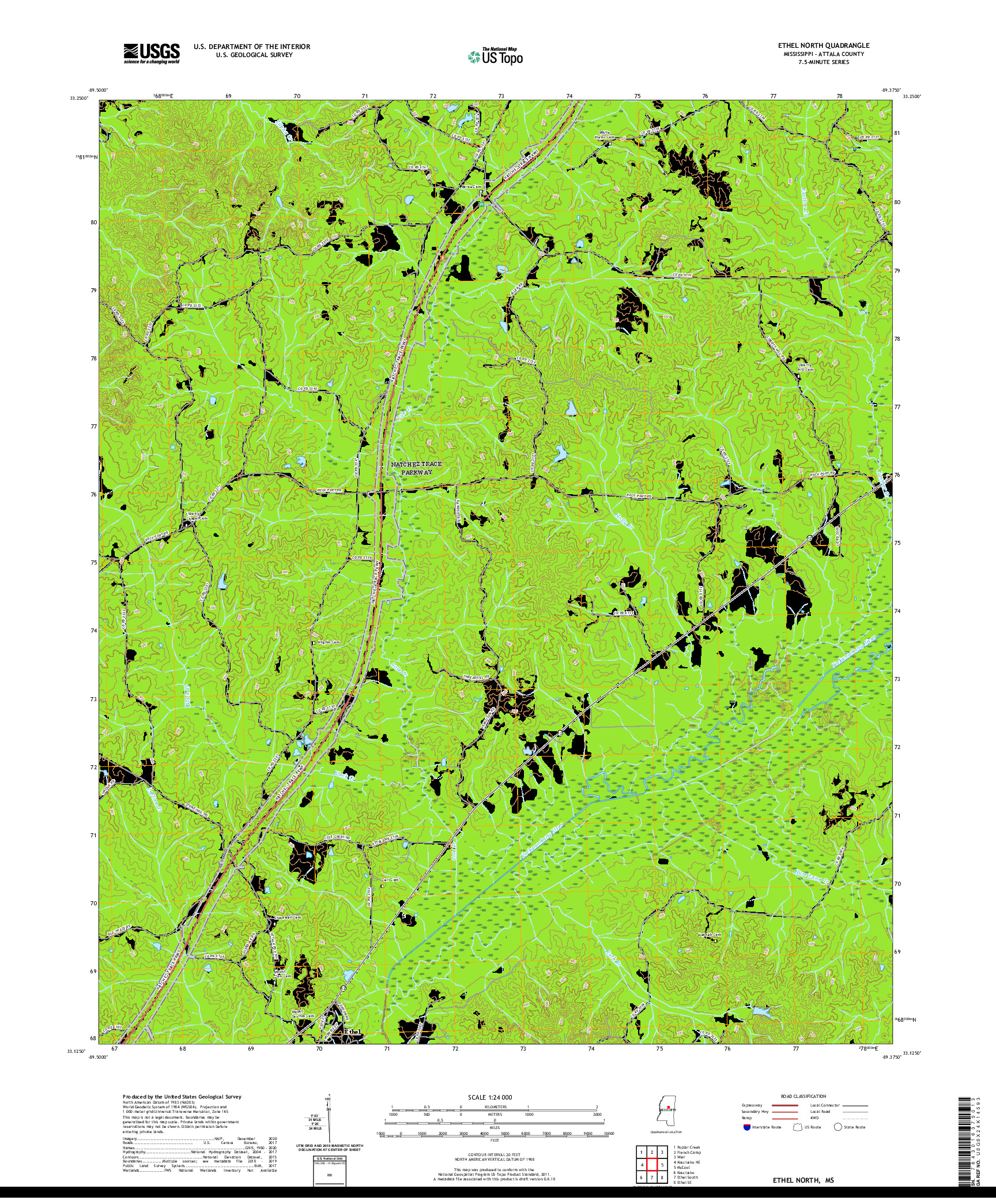 USGS US TOPO 7.5-MINUTE MAP FOR ETHEL NORTH, MS 2020